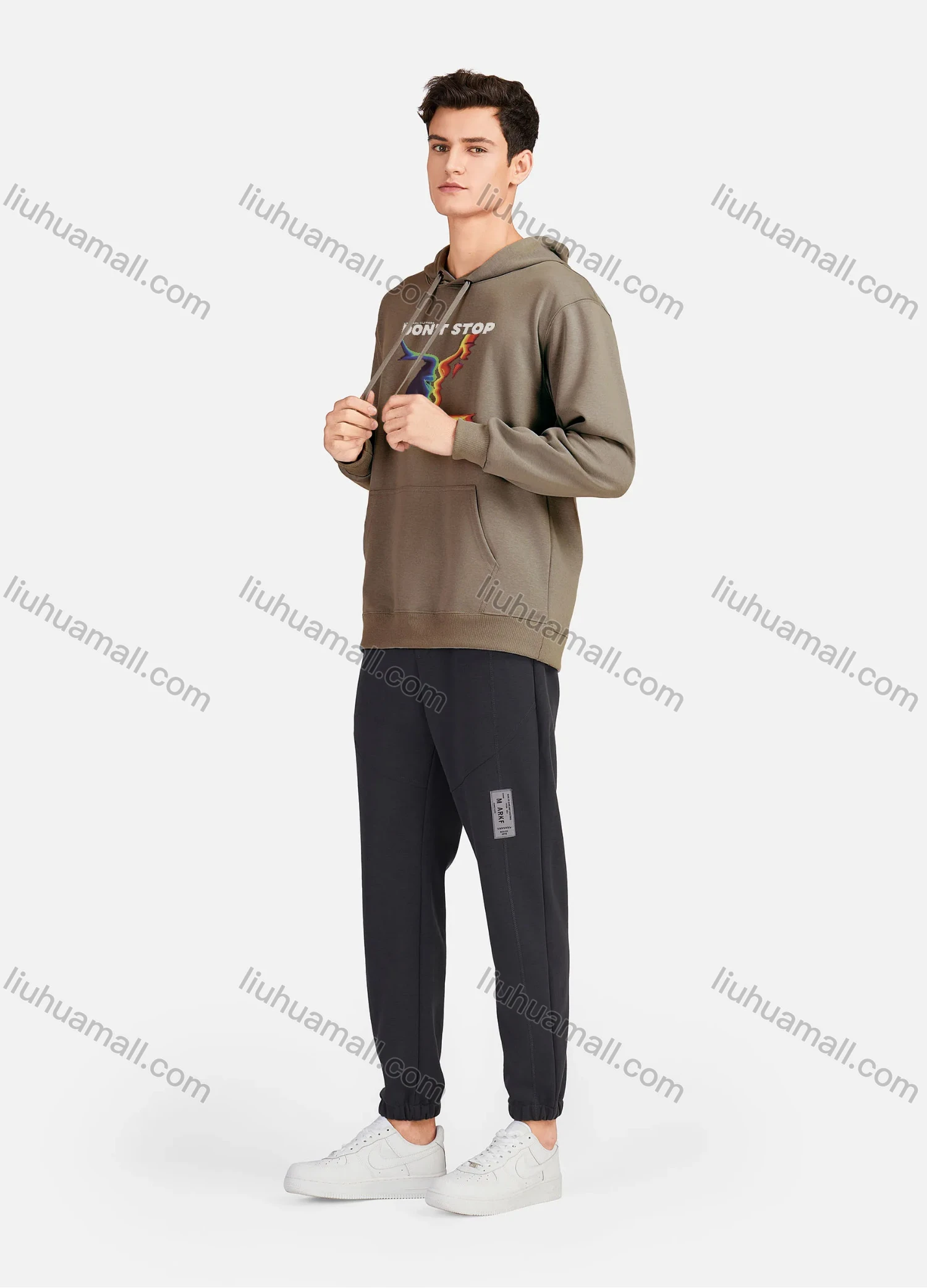 Wholesale Men's Casual 100%Cotton Letter Graphic Print Hoodies Drawstring Sweatshirts With Kangaroo Pocket LF30-5# - Liuhuamall
