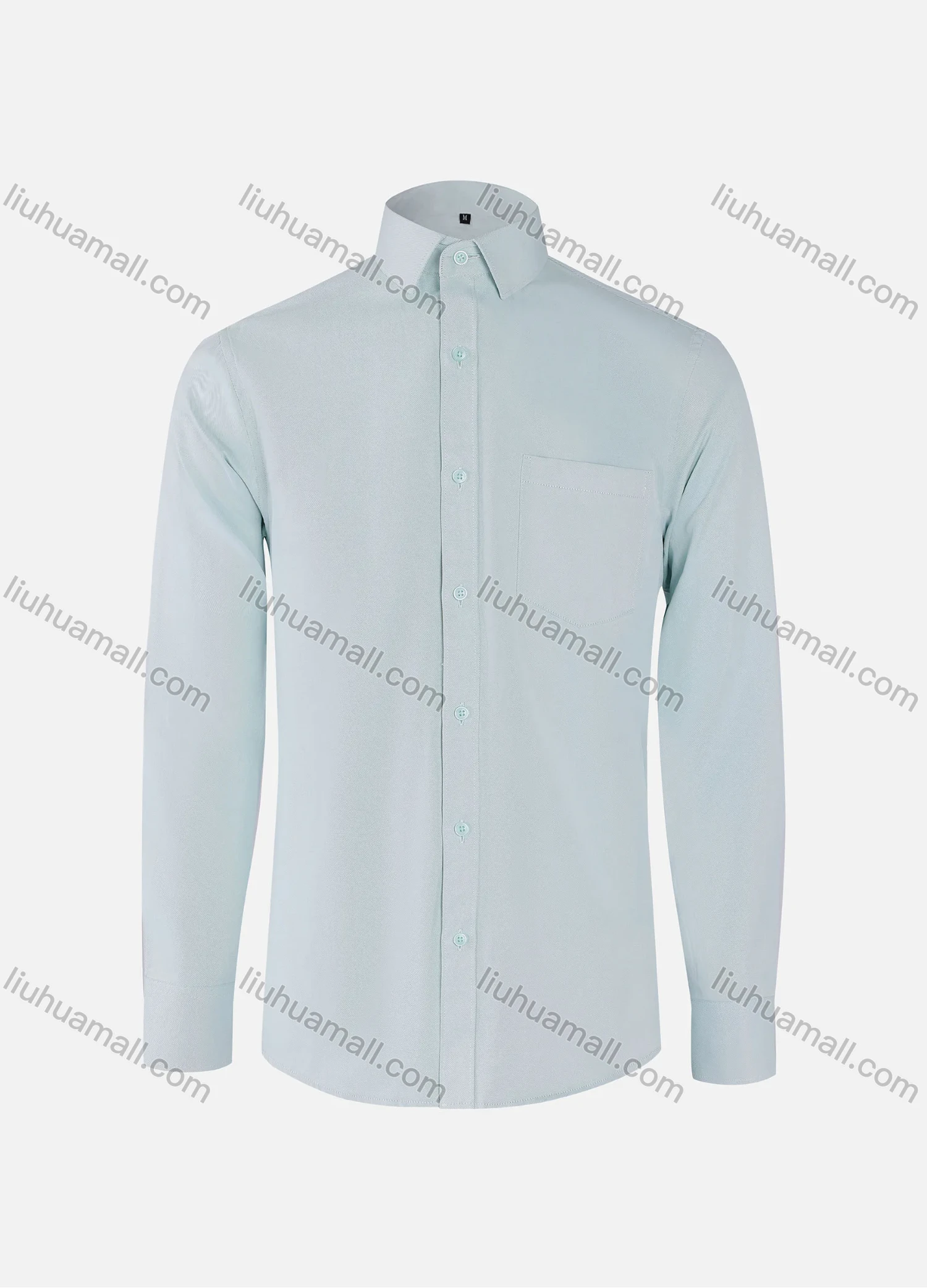 Wholesale Men's Business Plain Collared Patch Pocket Button Down Long Sleeve Shirts - Liuhuamall