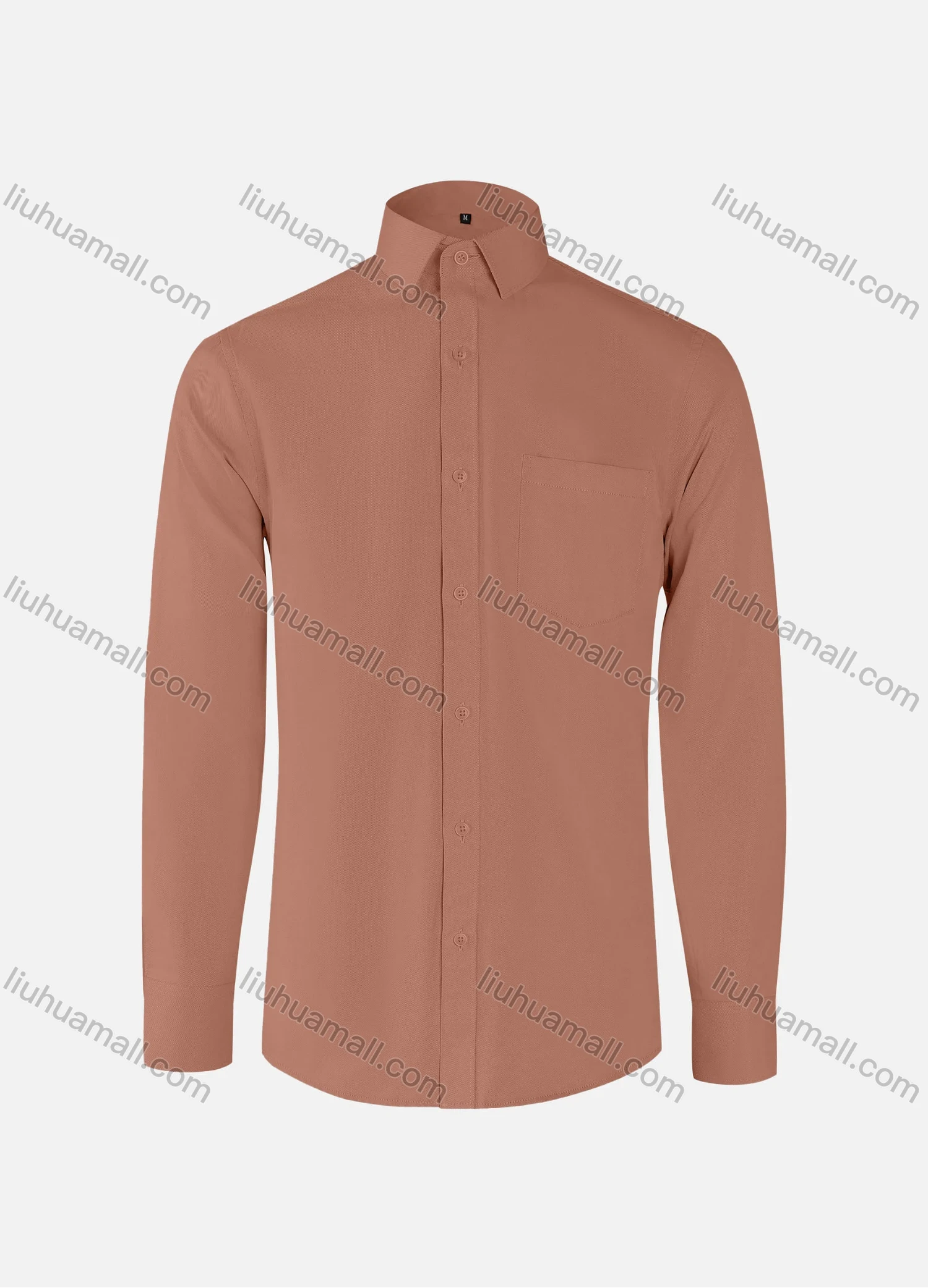 Wholesale Men's Business Plain Collared Patch Pocket Button Down Long Sleeve Shirts - Liuhuamall