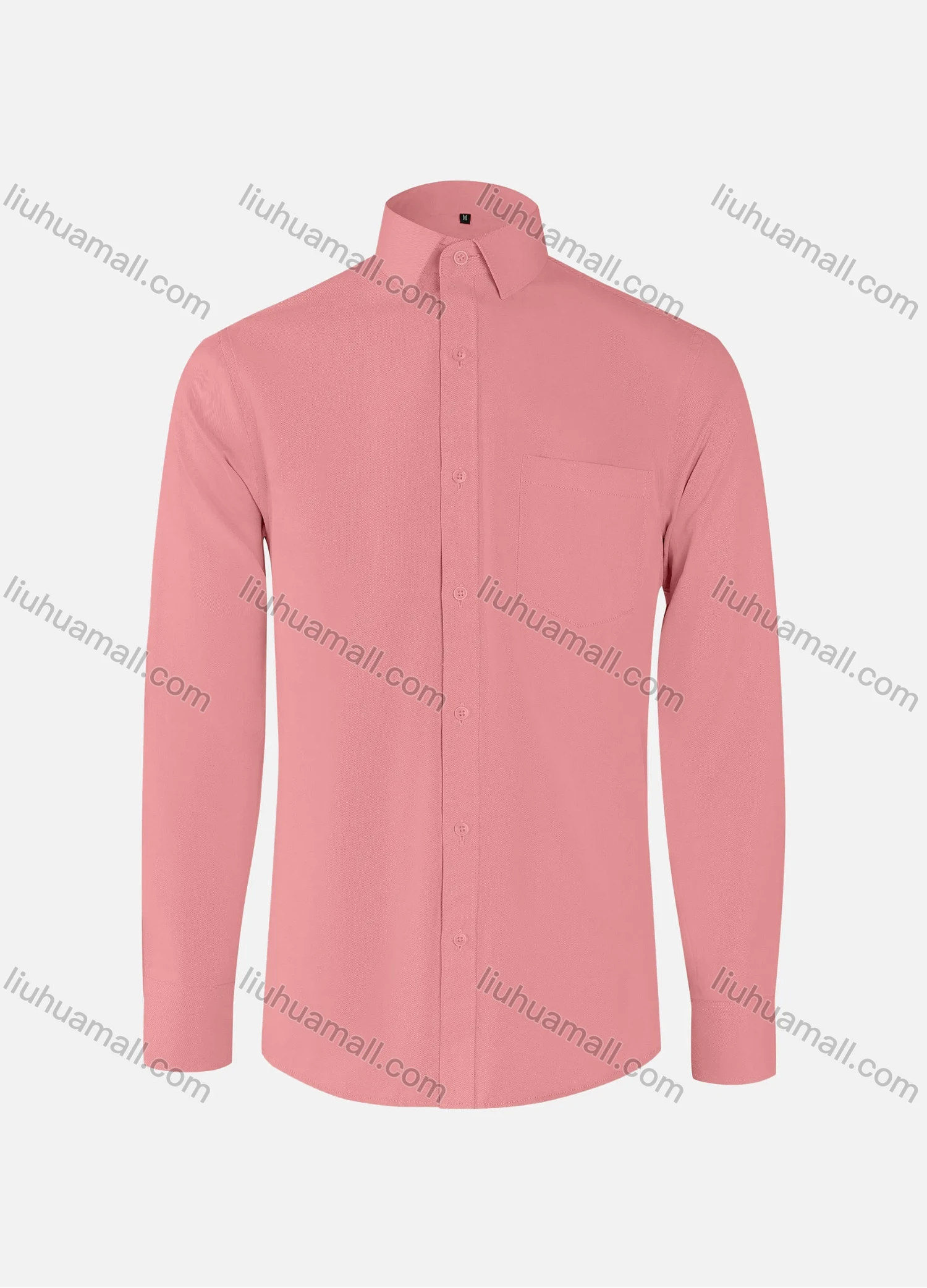 Wholesale Men's Business Plain Collared Patch Pocket Button Down Long Sleeve Shirts - Liuhuamall