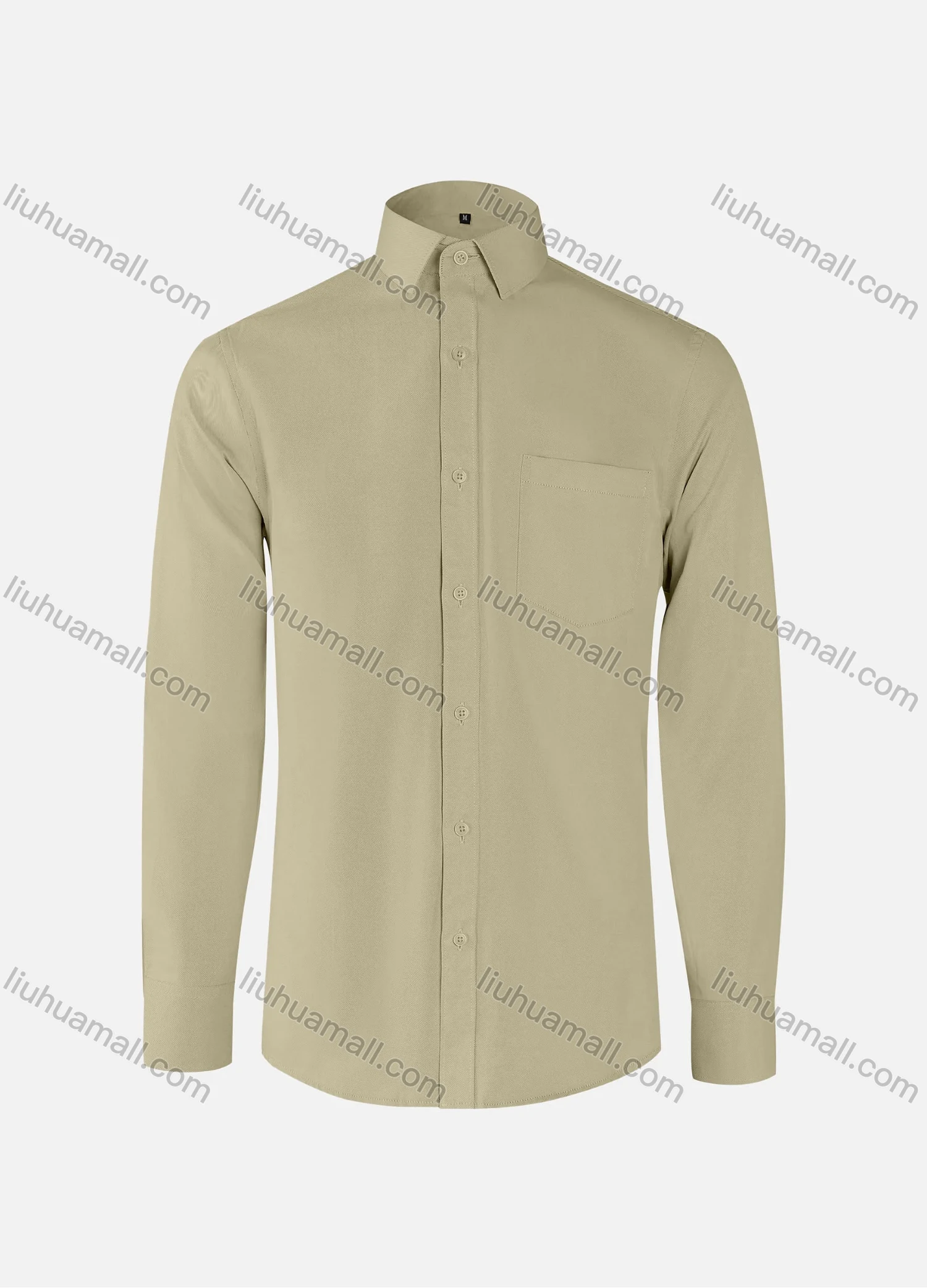 Wholesale Men's Business Plain Collared Patch Pocket Button Down Long Sleeve Shirts - Liuhuamall