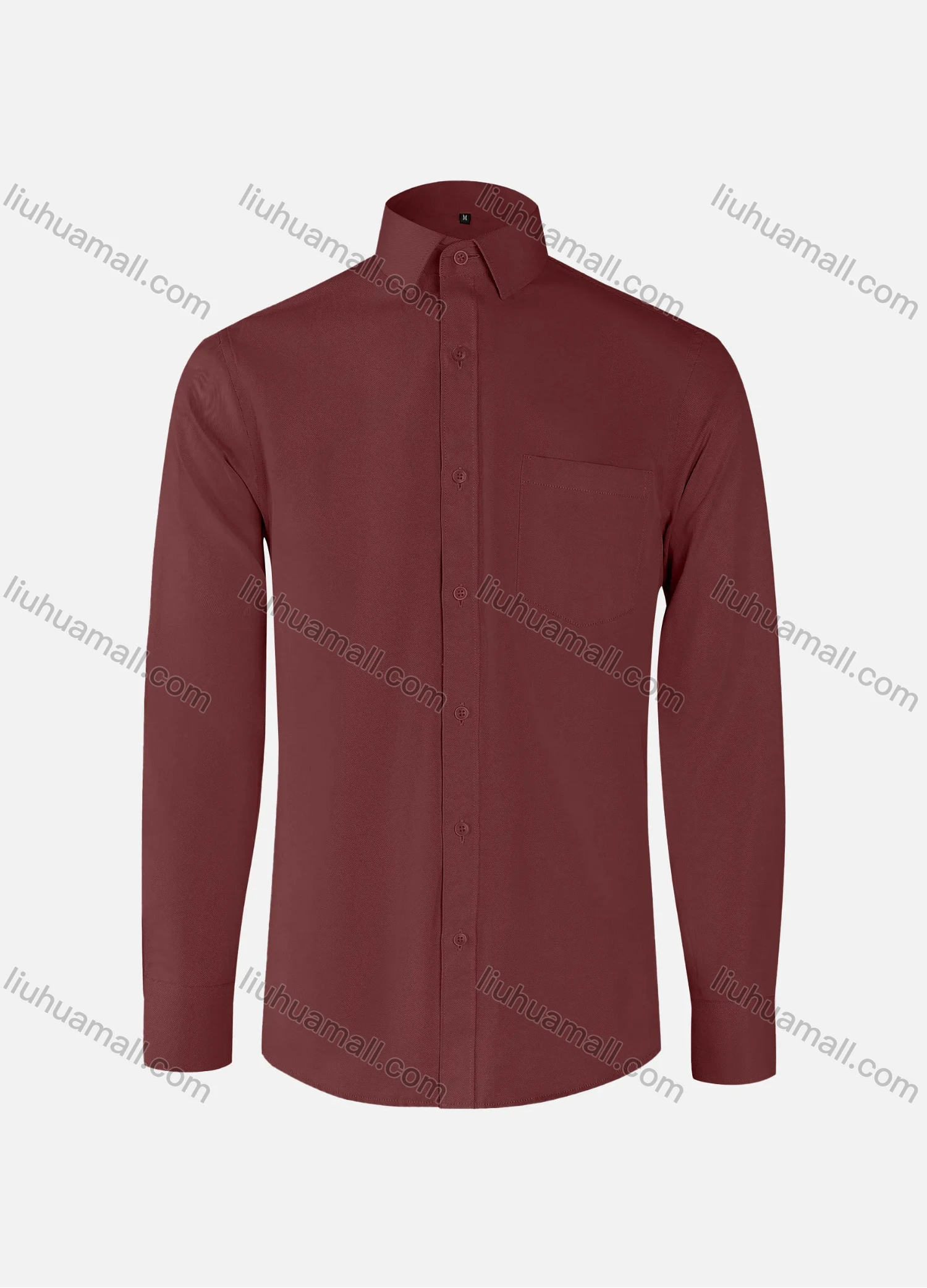 Wholesale Men's Business Plain Collared Patch Pocket Button Down Long Sleeve Shirts - Liuhuamall
