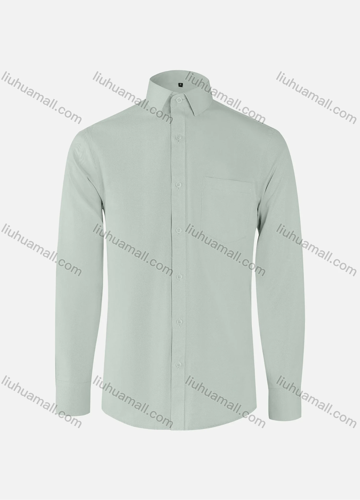 Wholesale Men's Business Plain Collared Patch Pocket Button Down Long Sleeve Shirts - Liuhuamall