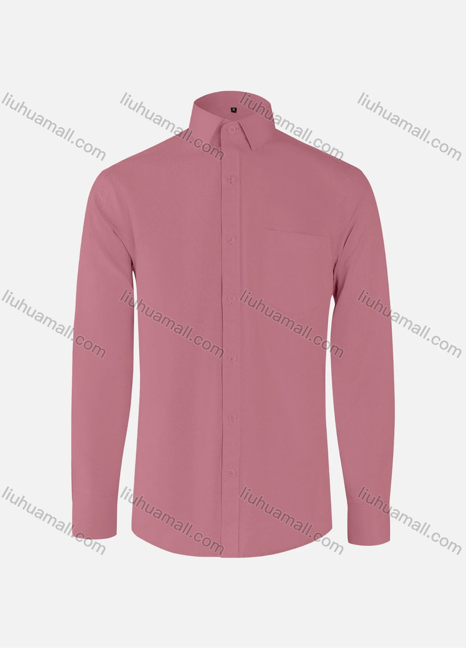 Wholesale Men's Business Plain Collared Patch Pocket Button Down Long Sleeve Shirts - Liuhuamall