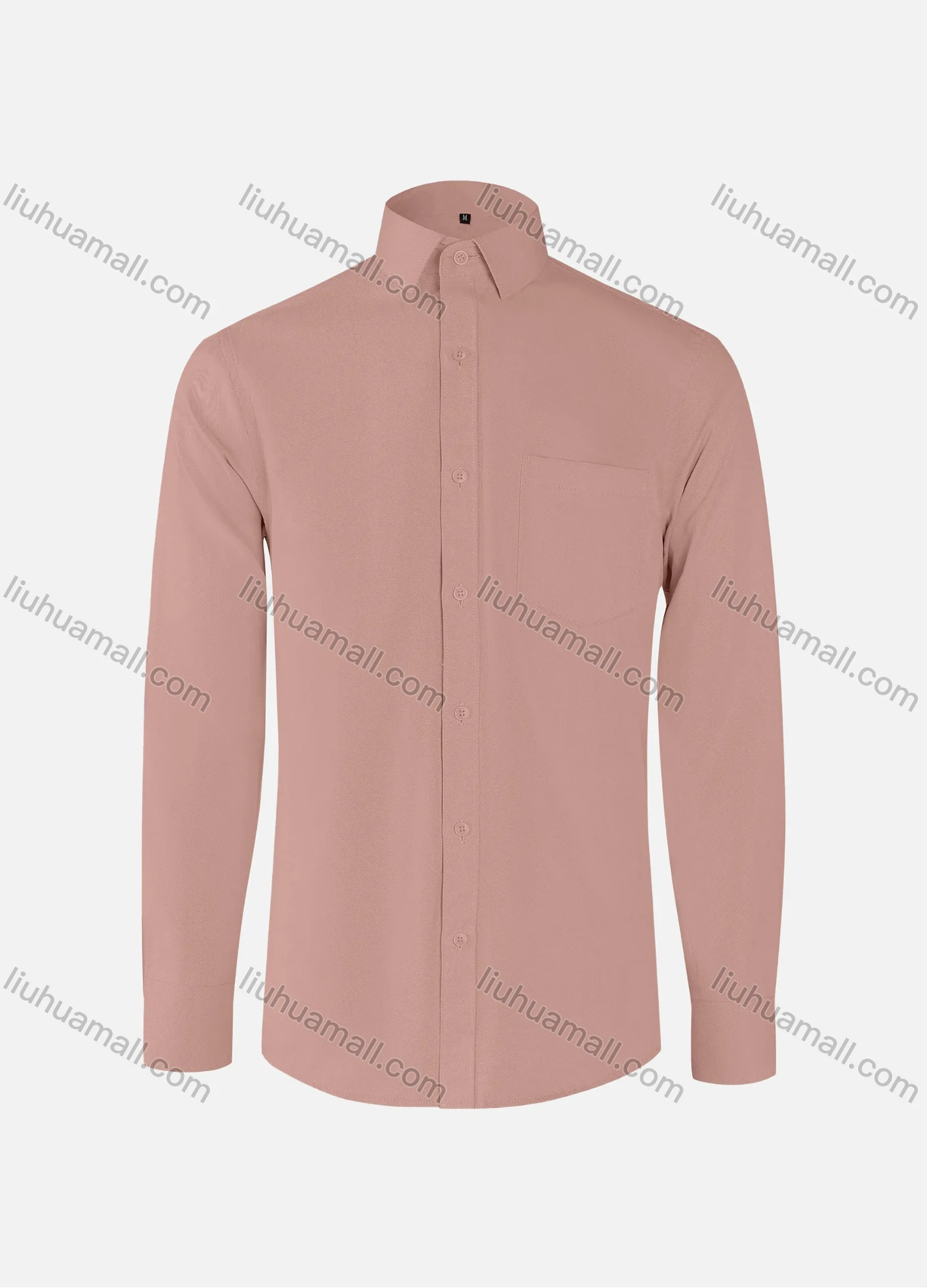 Wholesale Men's Business Plain Collared Patch Pocket Button Down Long Sleeve Shirts - Liuhuamall