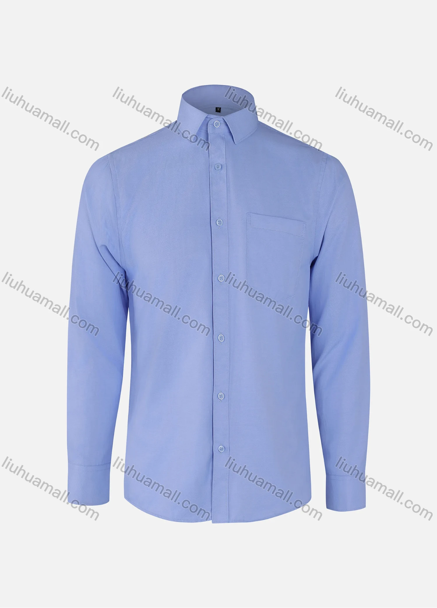 Wholesale Men's Business Plain Collared Patch Pocket Button Down Long Sleeve Shirts - Liuhuamall