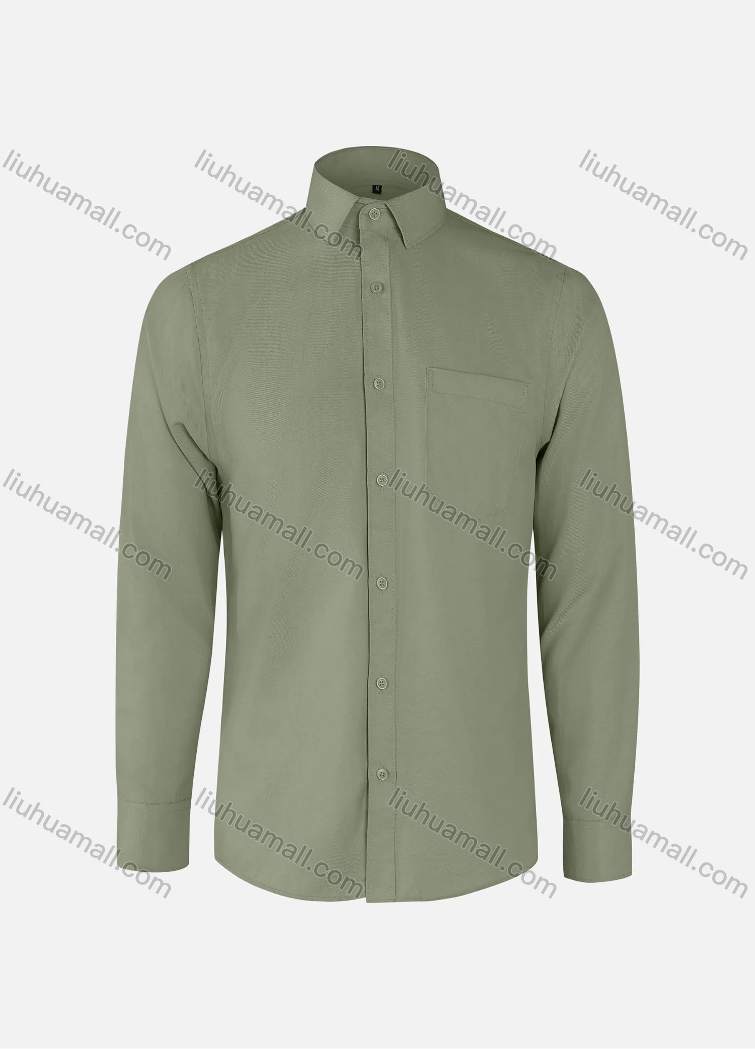 Wholesale Men's Business Plain Collared Patch Pocket Button Down Long Sleeve Shirts - Liuhuamall