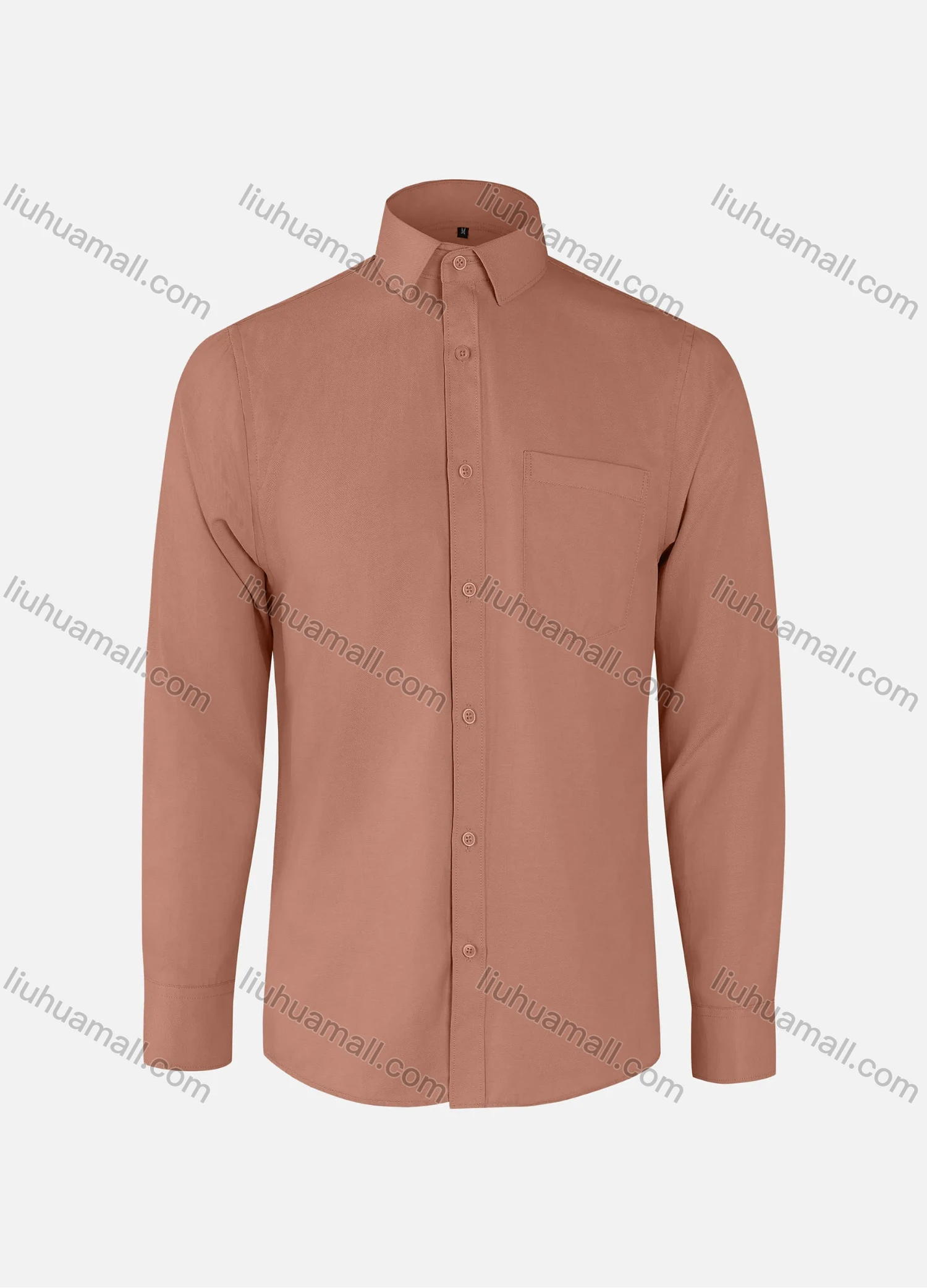 Wholesale Men's Business Plain Collared Patch Pocket Button Down Long Sleeve Shirts - Liuhuamall