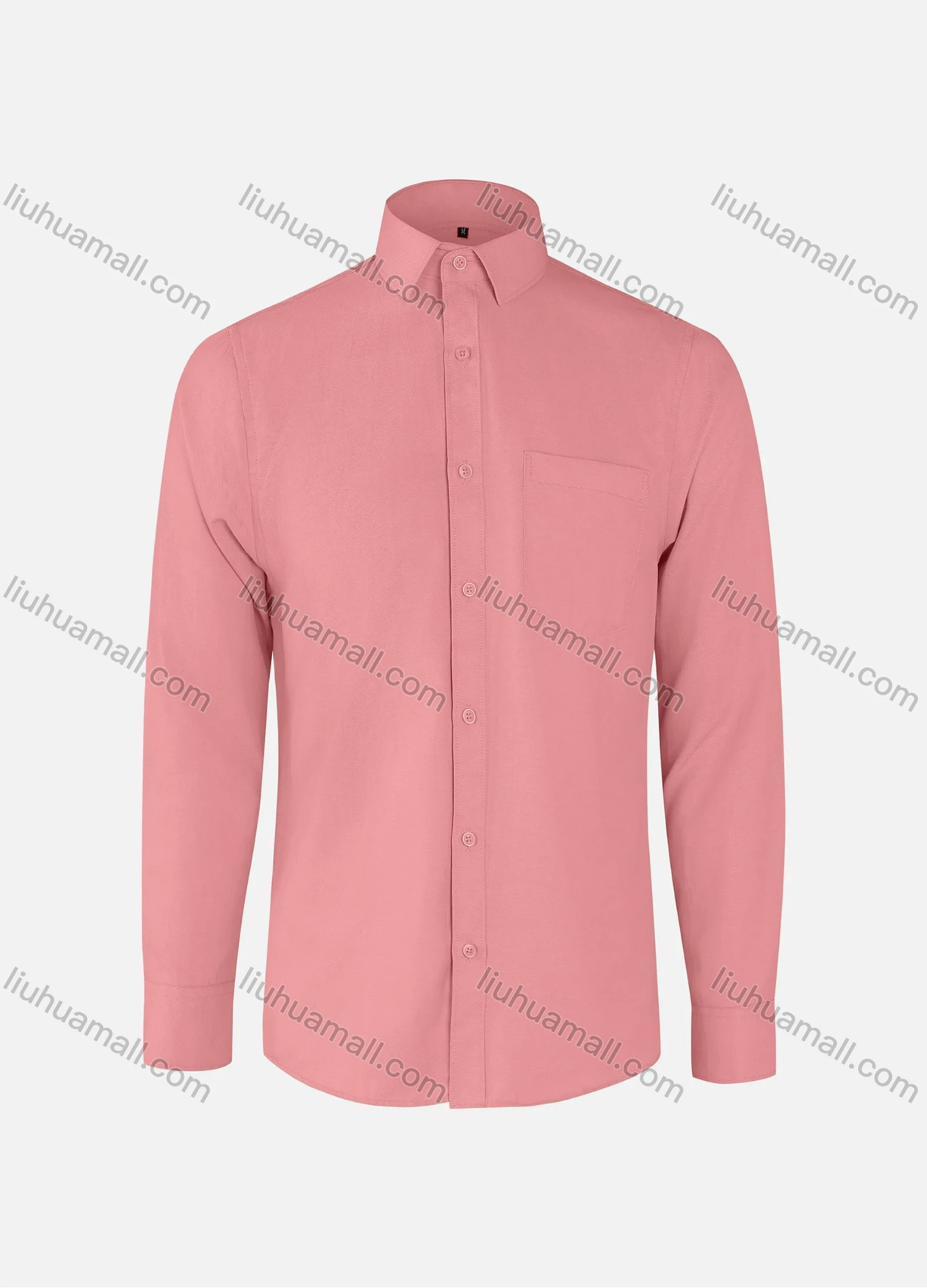 Wholesale Men's Business Plain Collared Patch Pocket Button Down Long Sleeve Shirts - Liuhuamall