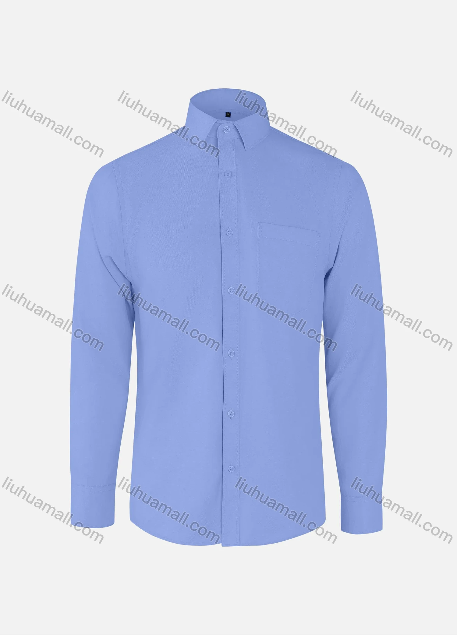 Wholesale Men's Business Plain Collared Patch Pocket Button Down Long Sleeve Shirts - Liuhuamall