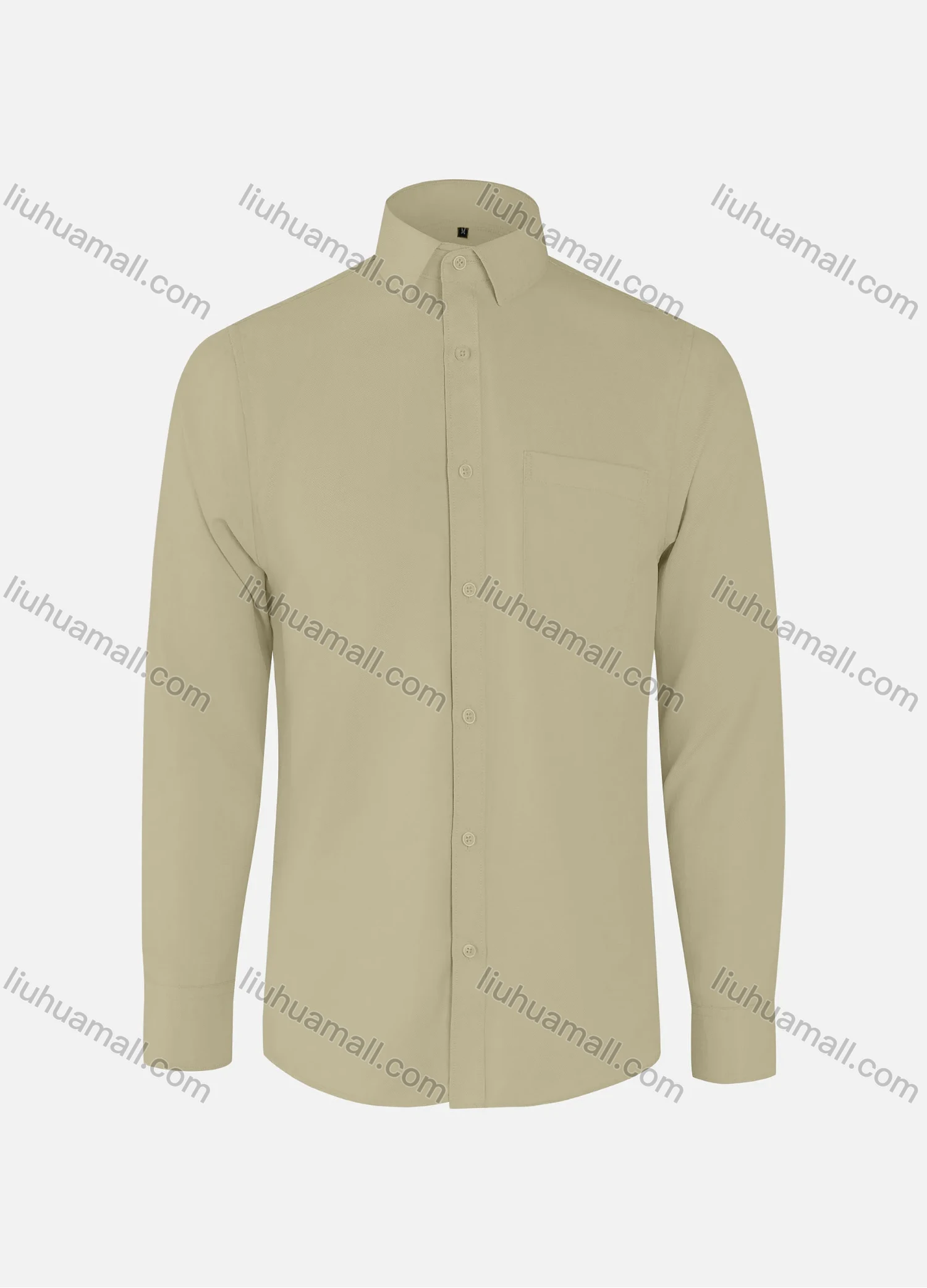 Wholesale Men's Business Plain Collared Patch Pocket Button Down Long Sleeve Shirts - Liuhuamall