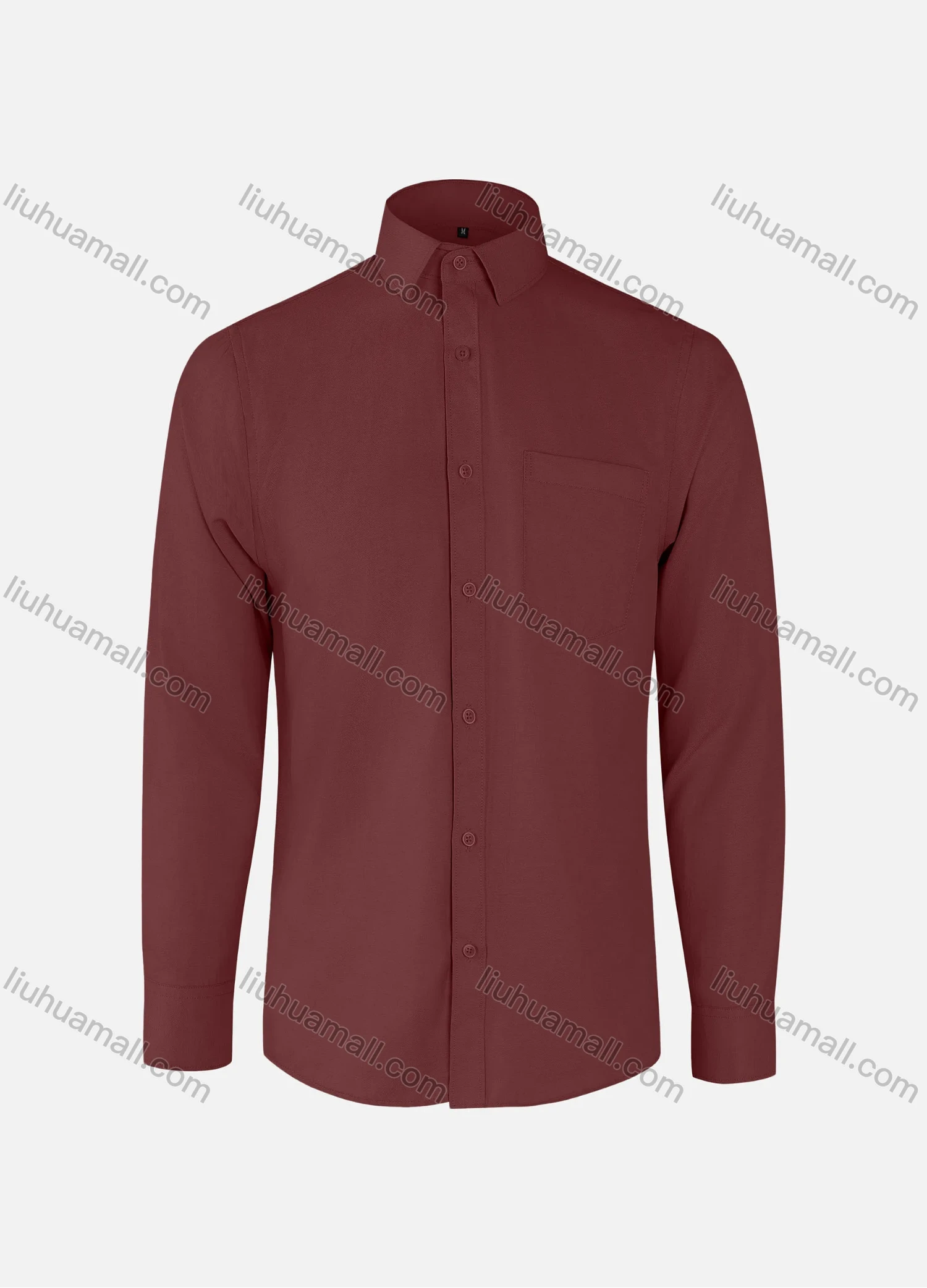Wholesale Men's Business Plain Collared Patch Pocket Button Down Long Sleeve Shirts - Liuhuamall