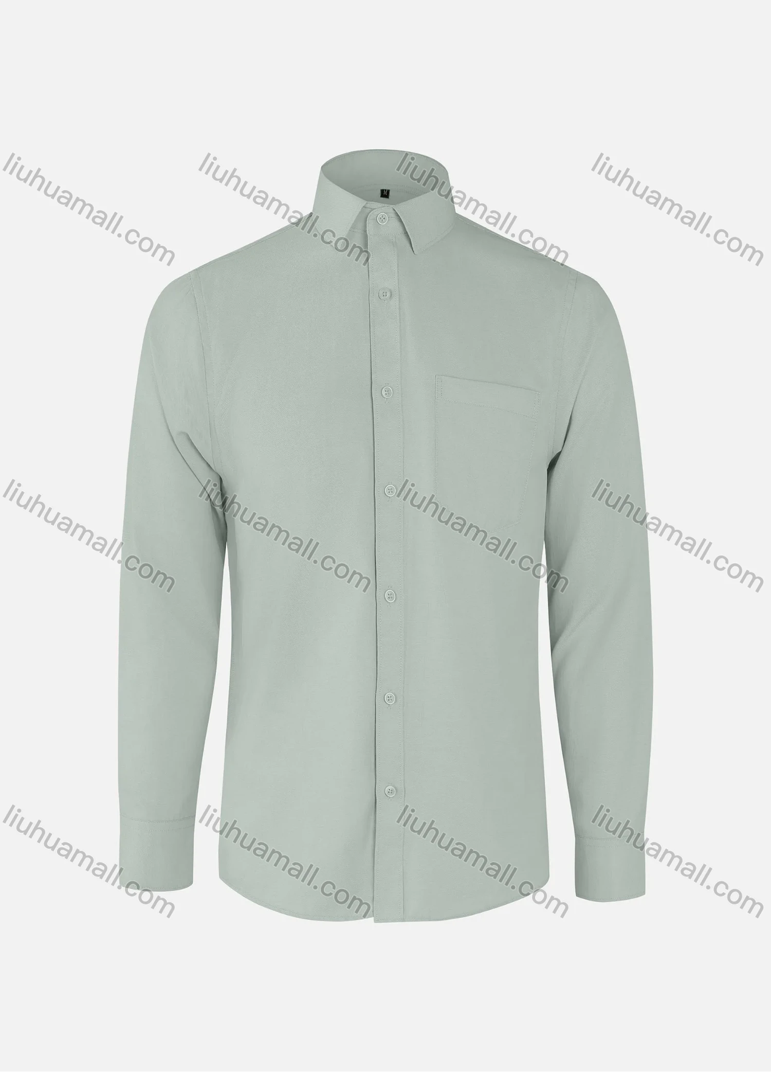 Wholesale Men's Business Plain Collared Patch Pocket Button Down Long Sleeve Shirts - Liuhuamall