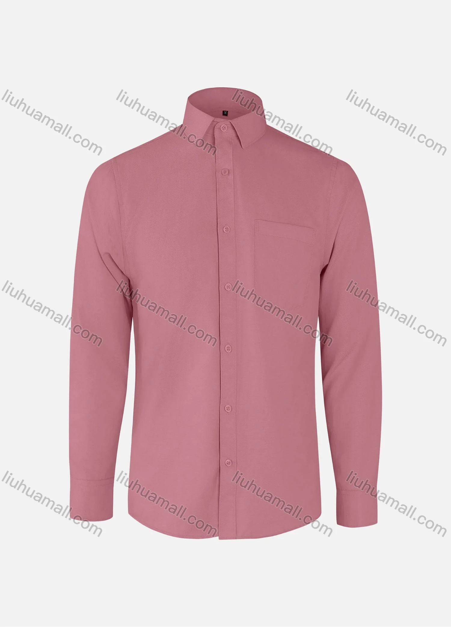 Wholesale Men's Business Plain Collared Patch Pocket Button Down Long Sleeve Shirts - Liuhuamall