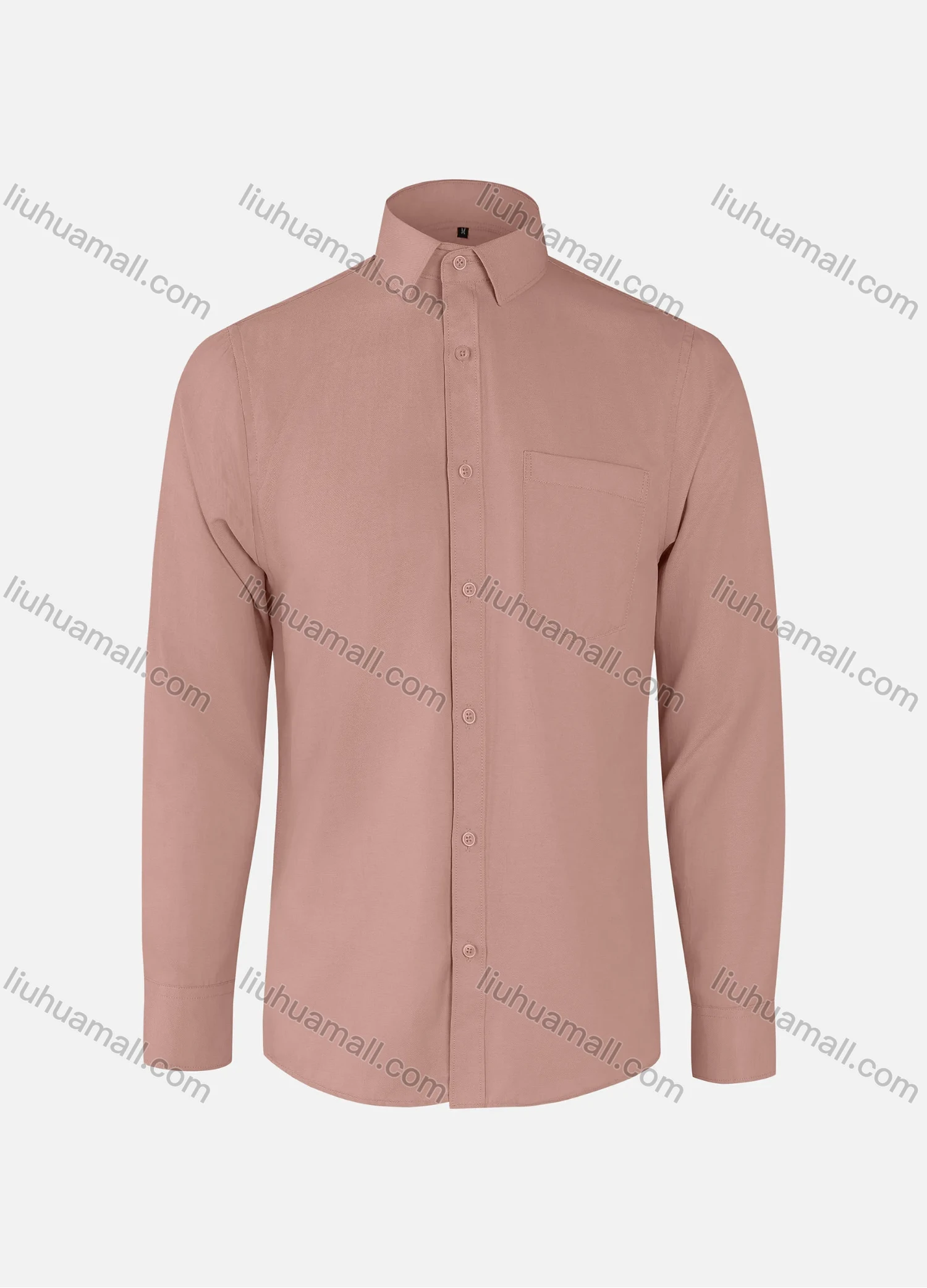 Wholesale Men's Business Plain Collared Patch Pocket Button Down Long Sleeve Shirts - Liuhuamall