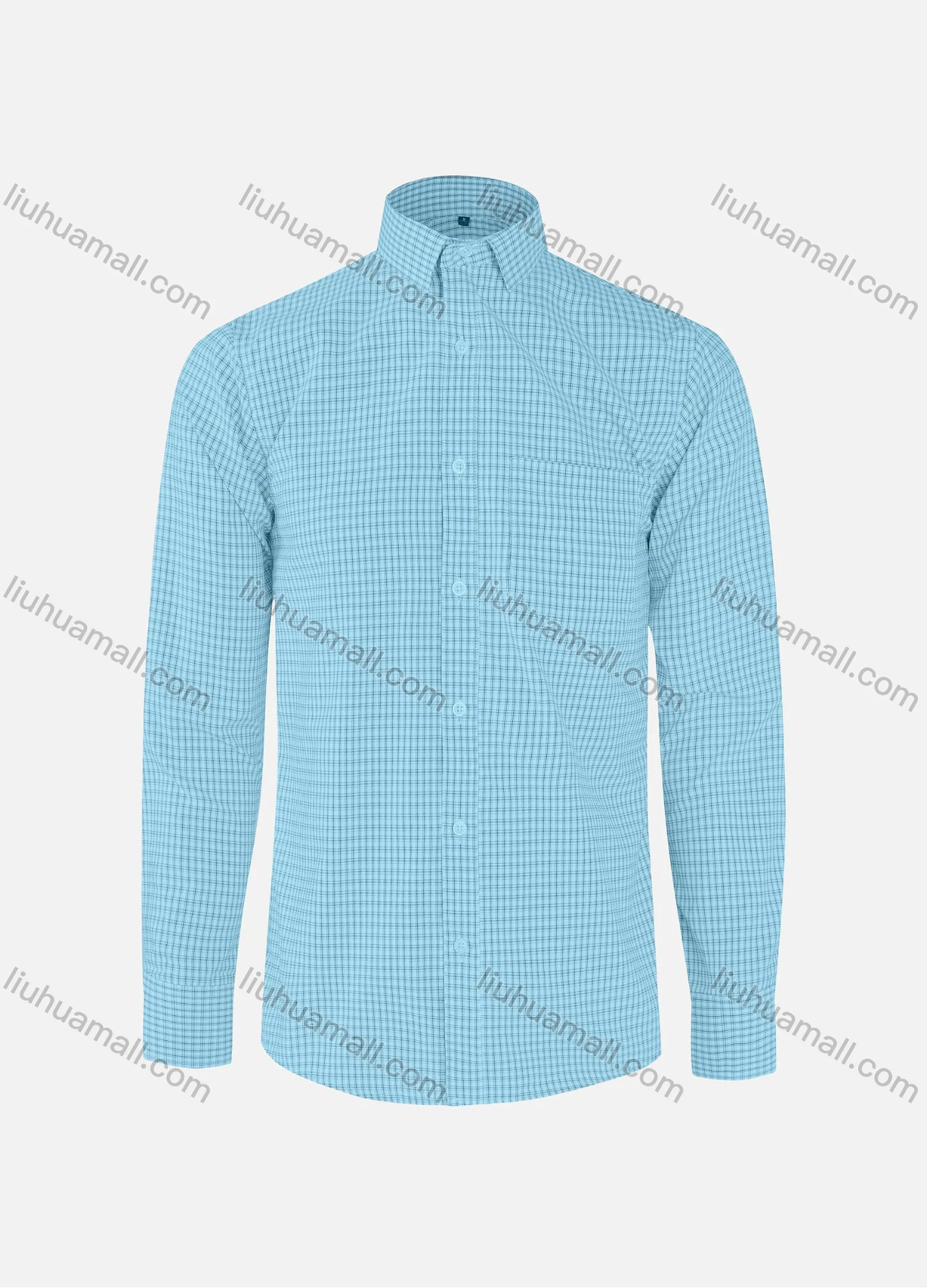 Wholesale Men's Casual Plaid Print Collared Button Down Patch Pocket Long Sleeve Shirts - Liuhuamall