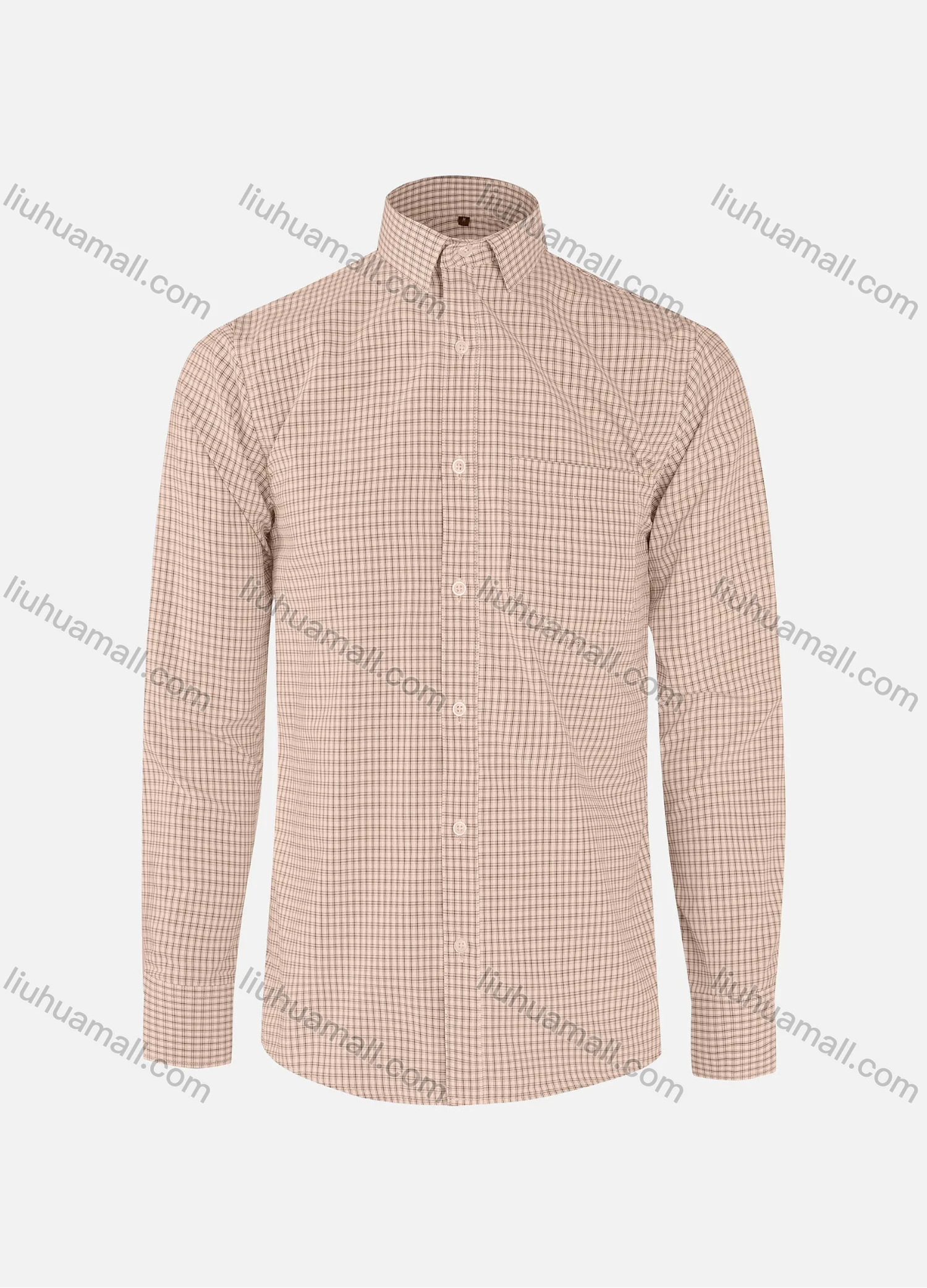 Wholesale Men's Casual Plaid Print Collared Button Down Patch Pocket Long Sleeve Shirts - Liuhuamall