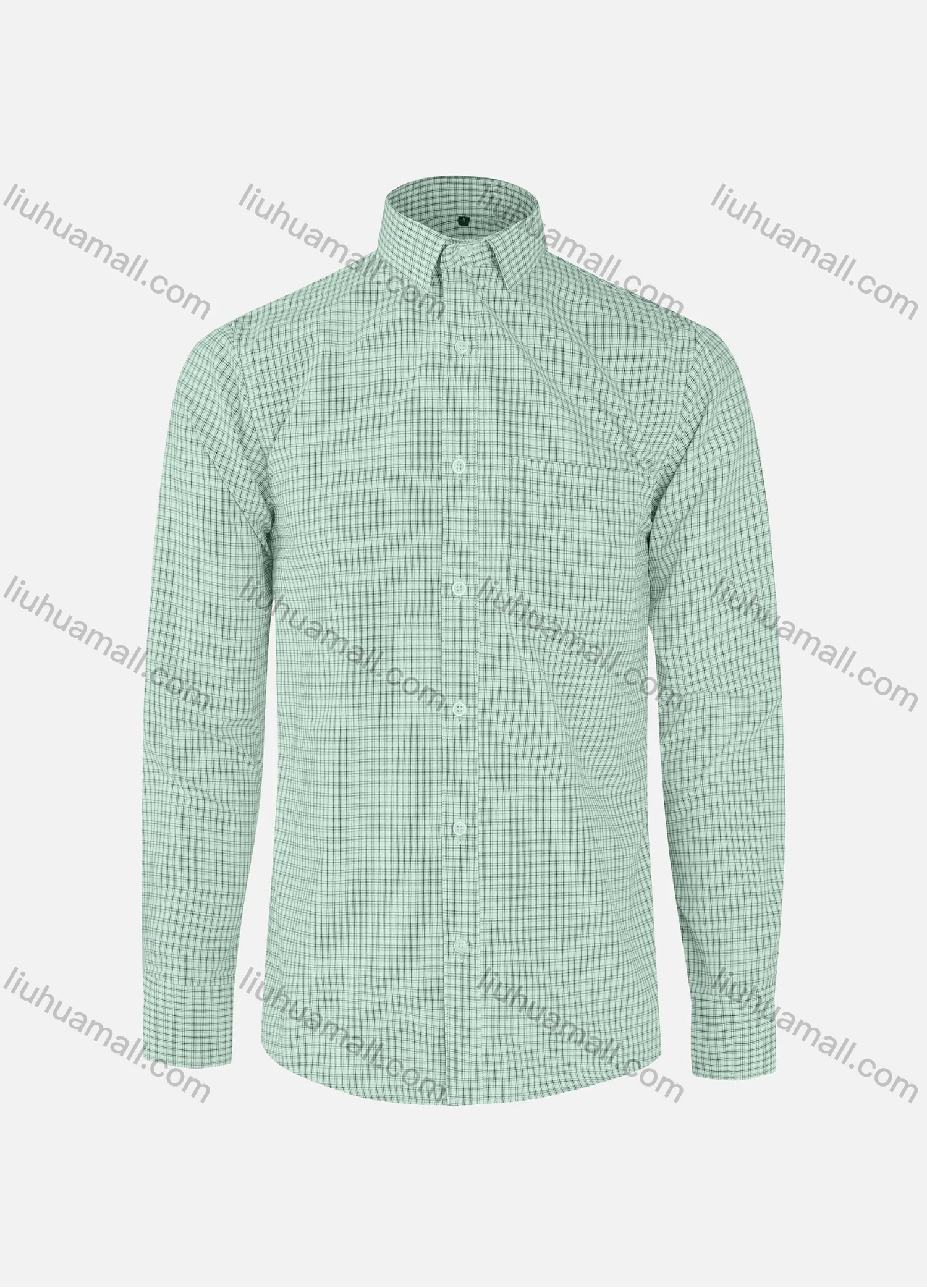 Wholesale Men's Casual Plaid Print Collared Button Down Patch Pocket Long Sleeve Shirts - Liuhuamall