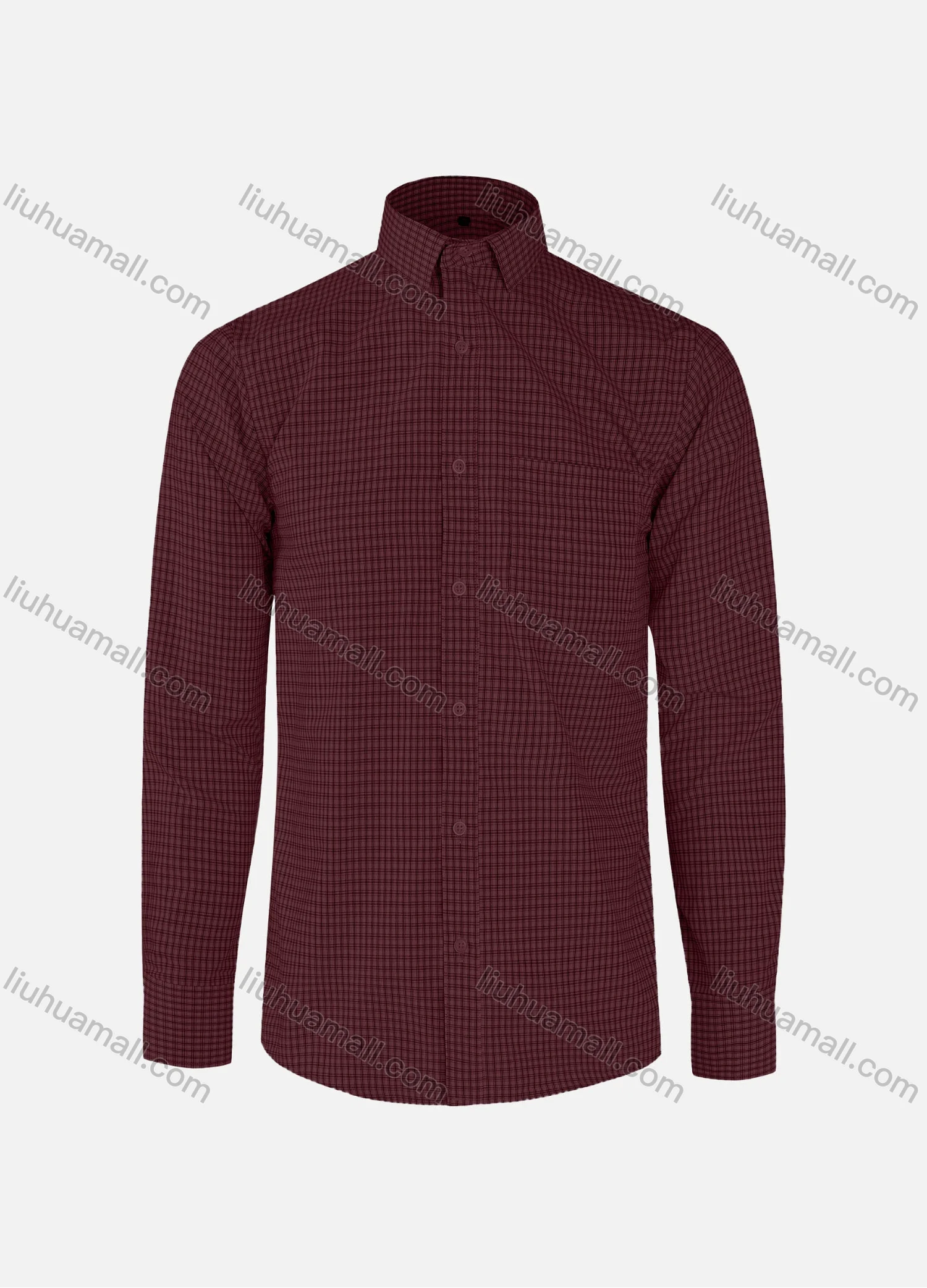Wholesale Men's Casual Plaid Print Collared Button Down Patch Pocket Long Sleeve Shirts - Liuhuamall