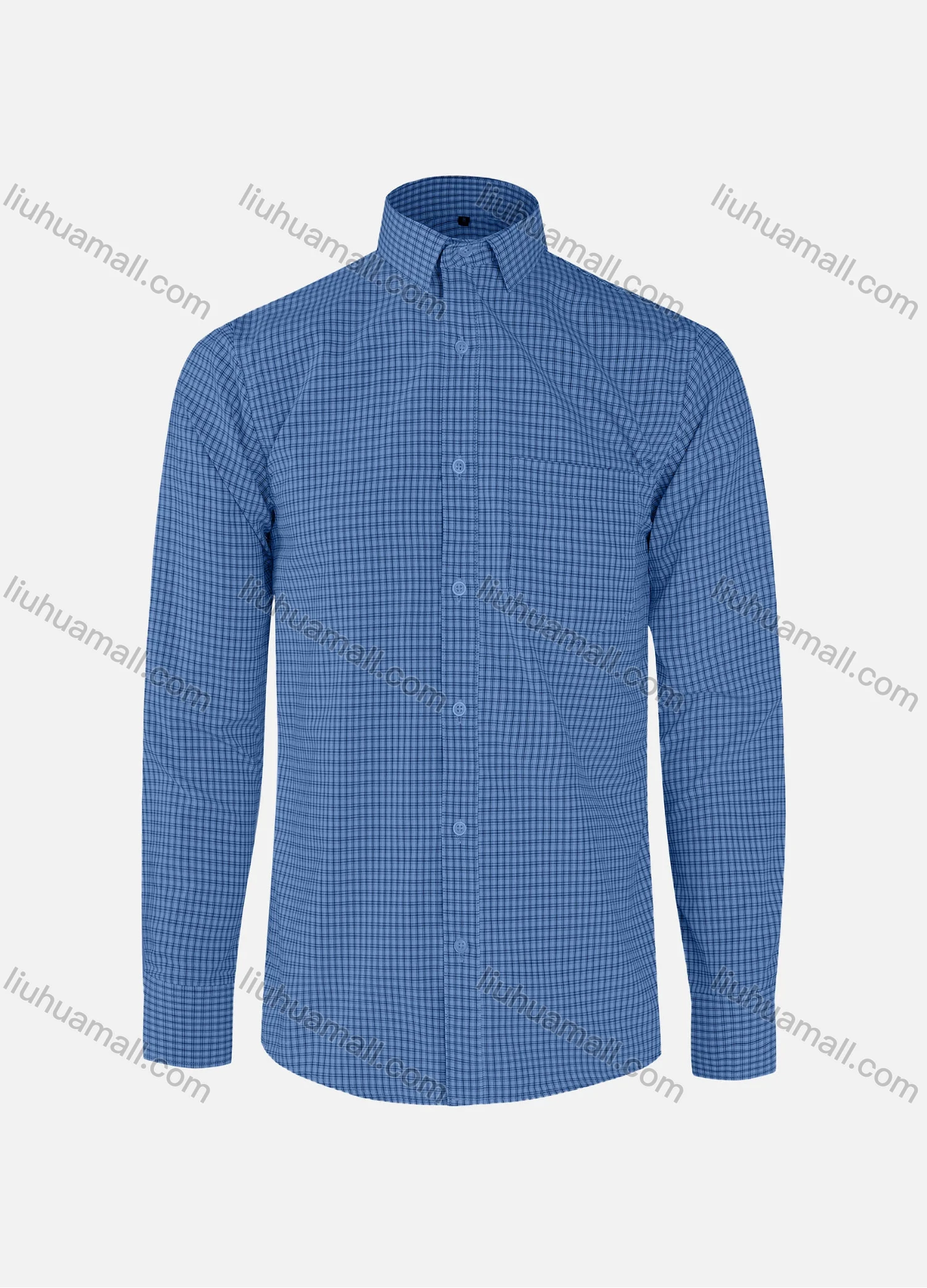 Wholesale Men's Casual Plaid Print Collared Button Down Patch Pocket Long Sleeve Shirts - Liuhuamall