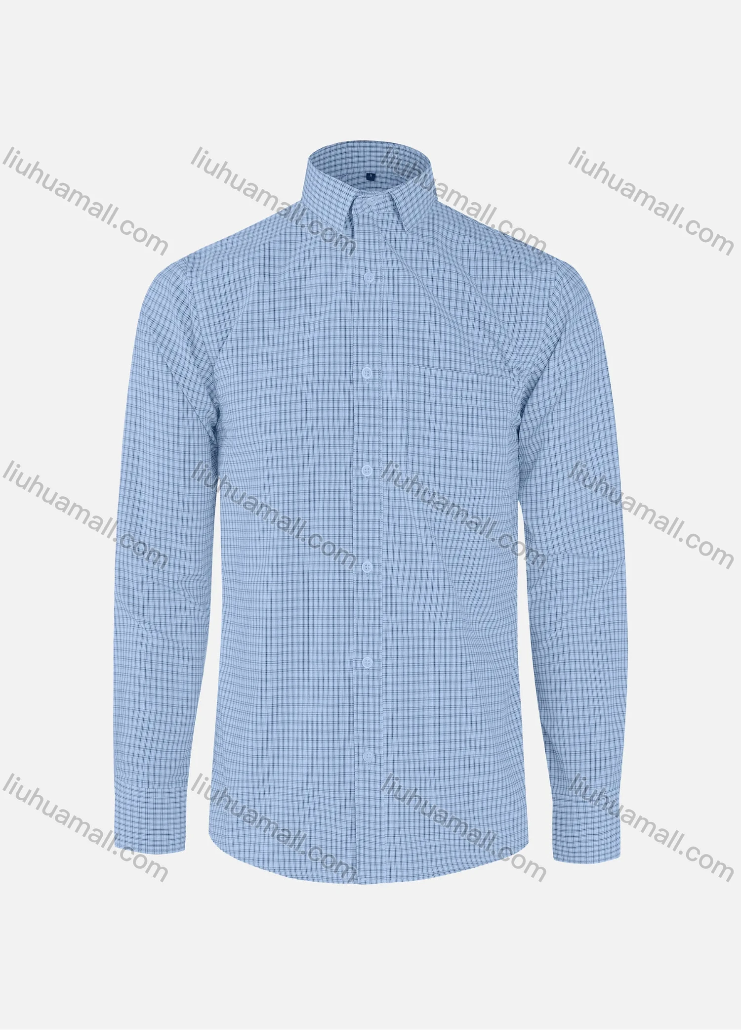 Wholesale Men's Casual Plaid Print Collared Button Down Patch Pocket Long Sleeve Shirts - Liuhuamall