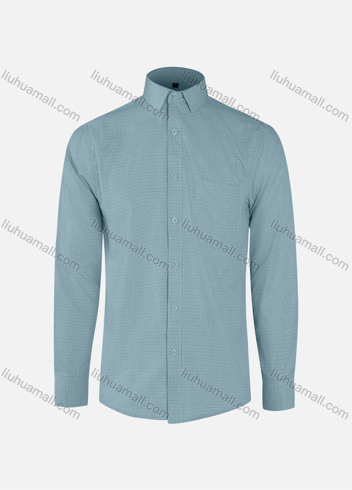 Wholesale Men's Casual Plaid Print Collared Button Down Patch Pocket Long Sleeve Shirts - Liuhuamall