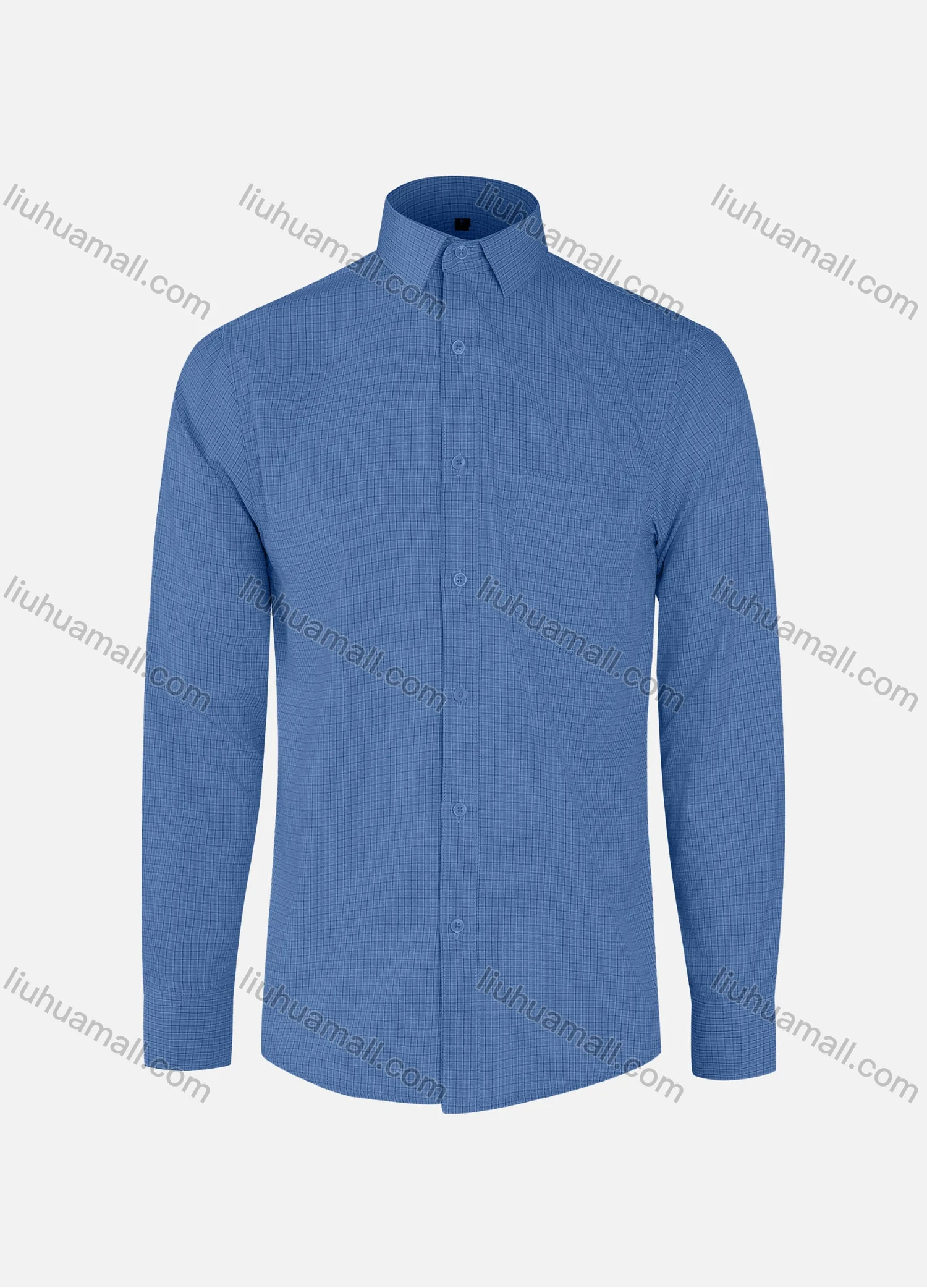 Wholesale Men's Casual Plaid Print Collared Button Down Patch Pocket Long Sleeve Shirts - Liuhuamall