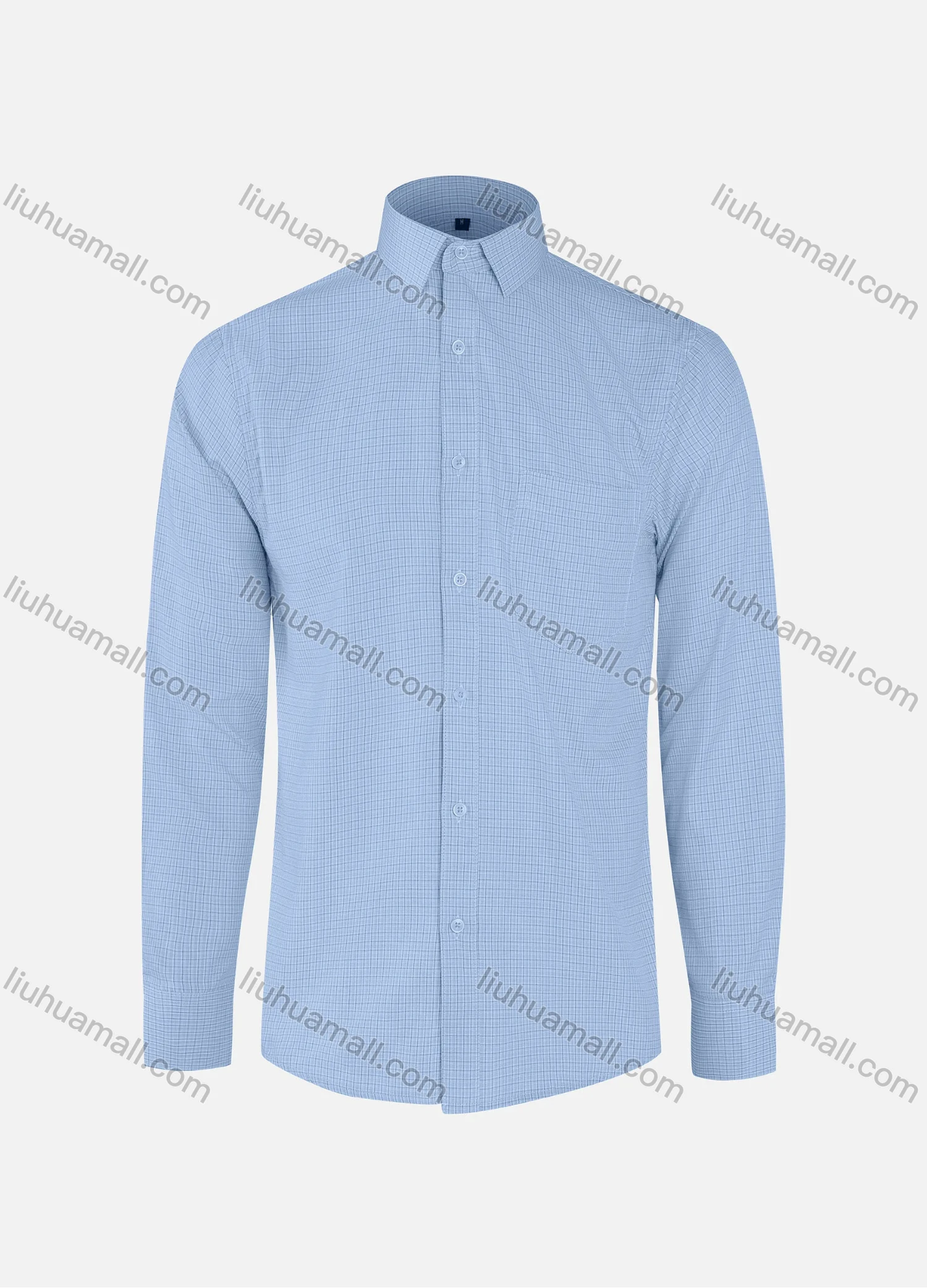 Wholesale Men's Casual Plaid Print Collared Button Down Patch Pocket Long Sleeve Shirts - Liuhuamall
