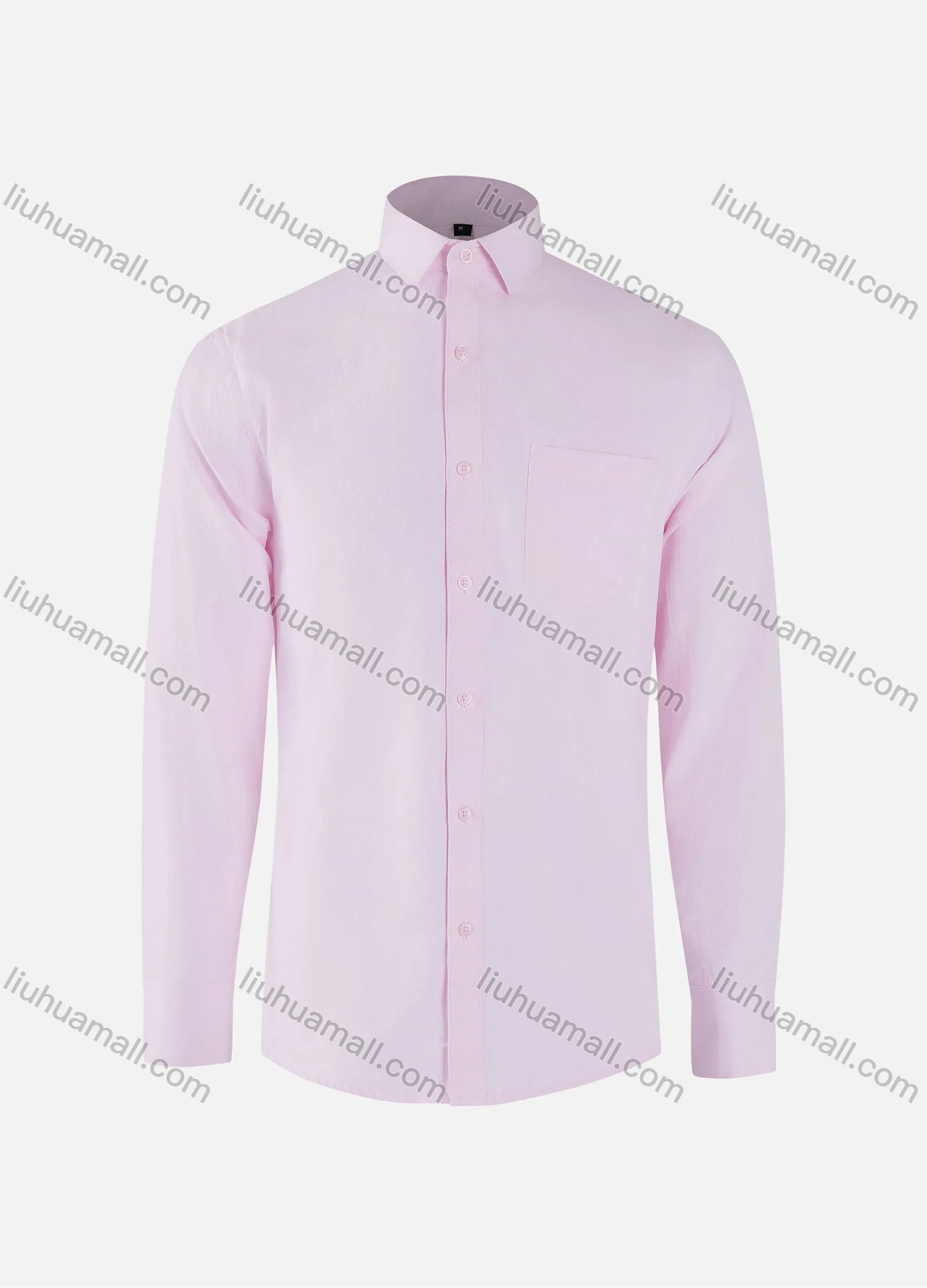 Wholesale Men's Formal Plain Collared Button Down Patch Pocket Long Sleeve Shirts - Liuhuamall
