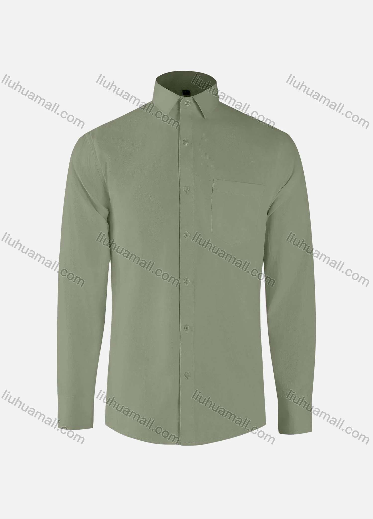 Wholesale Men's Formal Plain Collared Button Down Patch Pocket Long Sleeve Shirts - Liuhuamall