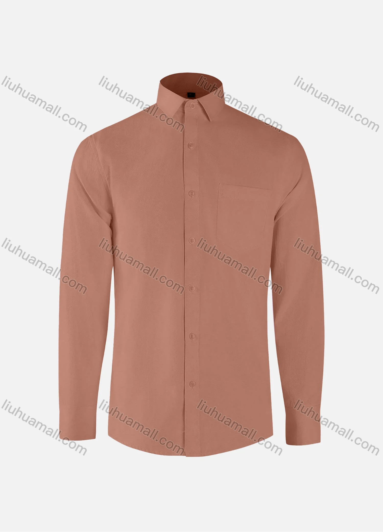 Wholesale Men's Formal Plain Collared Button Down Patch Pocket Long Sleeve Shirts - Liuhuamall