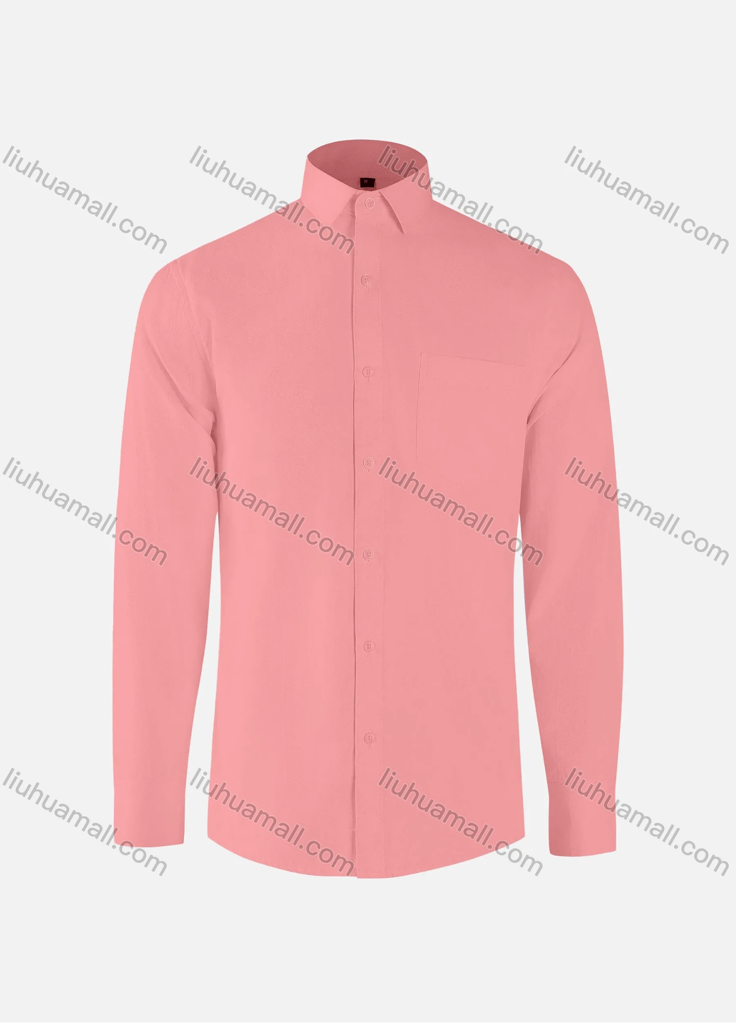 Wholesale Men's Formal Plain Collared Button Down Patch Pocket Long Sleeve Shirts - Liuhuamall