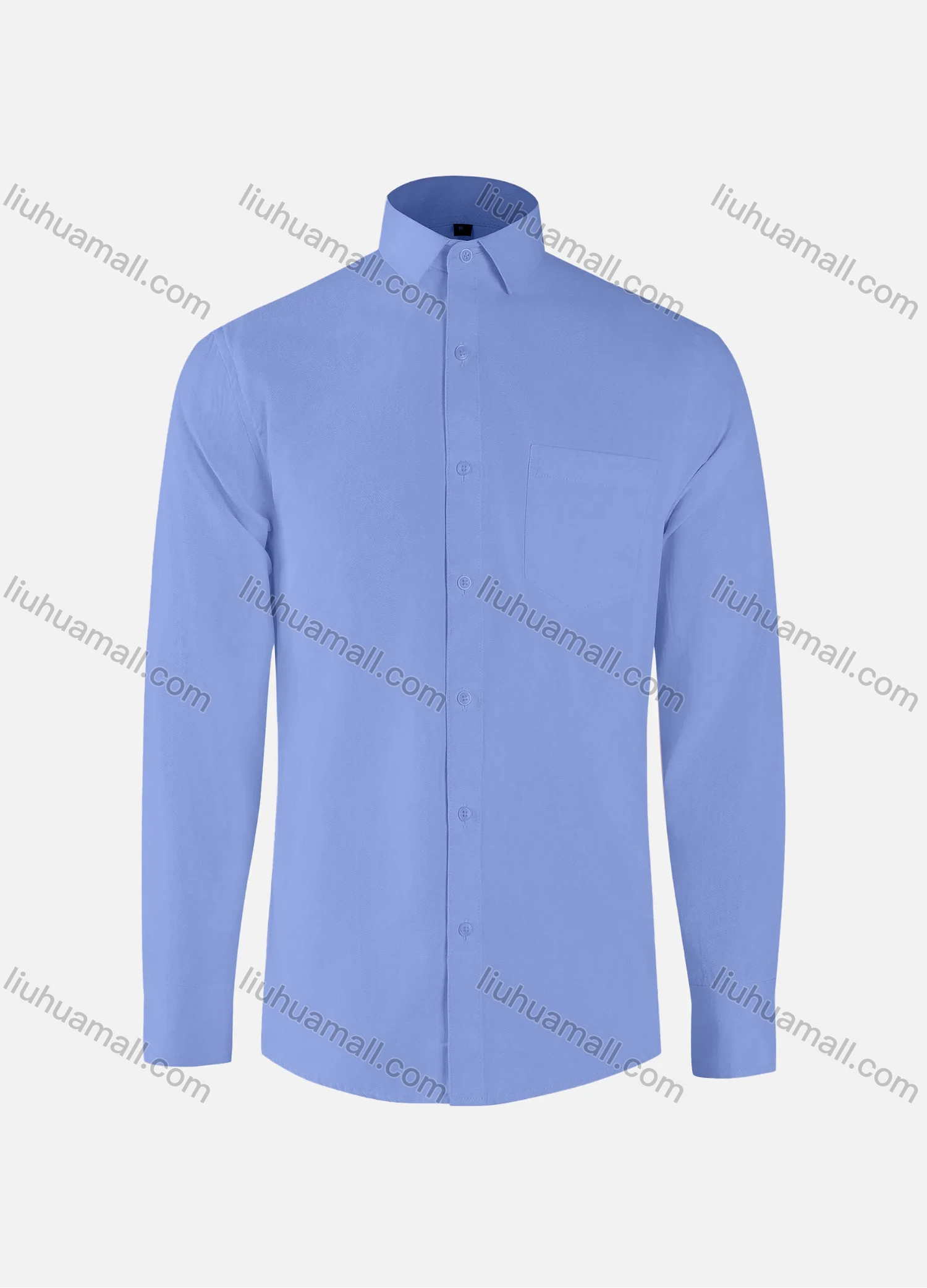 Wholesale Men's Formal Plain Collared Button Down Patch Pocket Long Sleeve Shirts - Liuhuamall