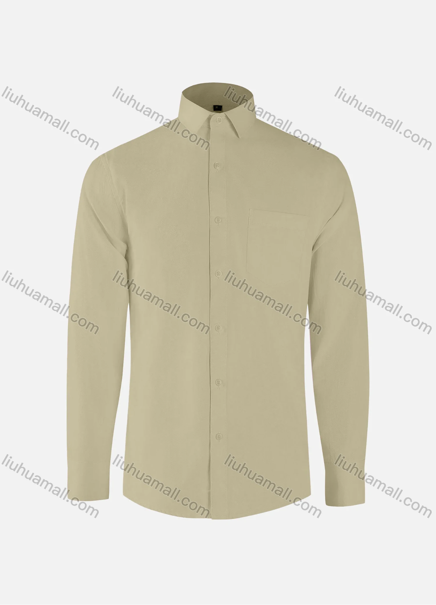 Wholesale Men's Formal Plain Collared Button Down Patch Pocket Long Sleeve Shirts - Liuhuamall