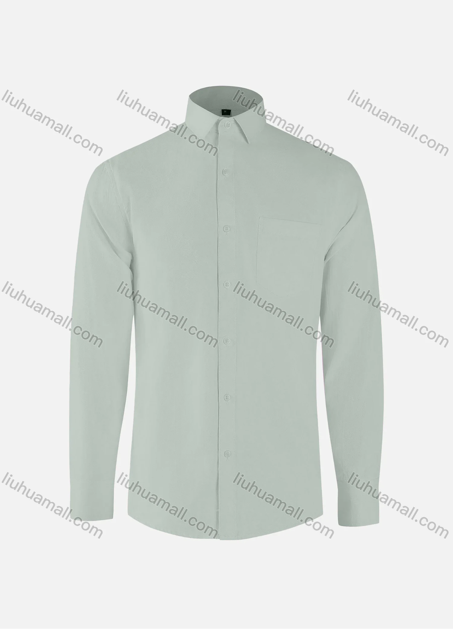 Wholesale Men's Formal Plain Collared Button Down Patch Pocket Long Sleeve Shirts - Liuhuamall