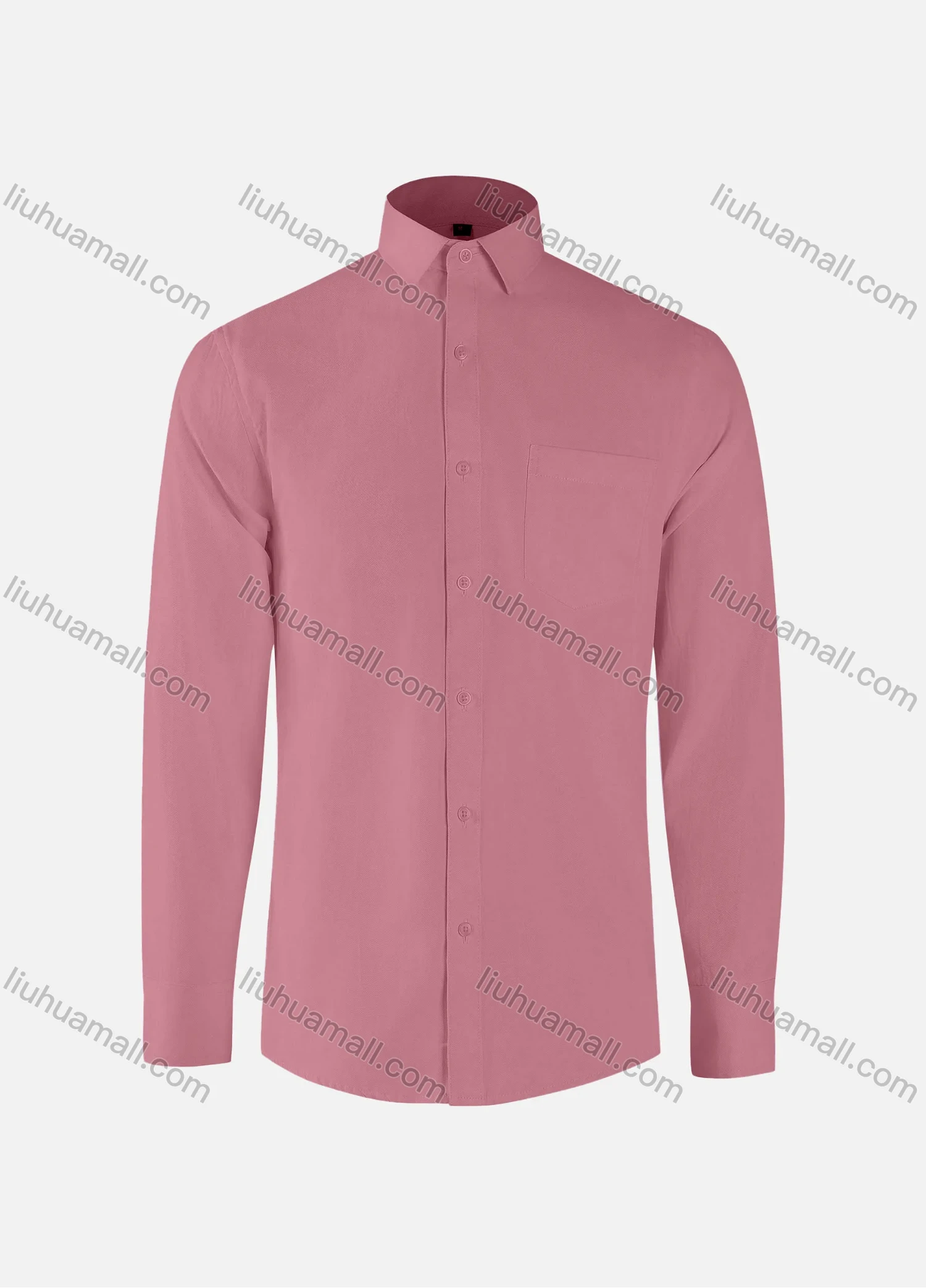 Wholesale Men's Formal Plain Collared Button Down Patch Pocket Long Sleeve Shirts - Liuhuamall