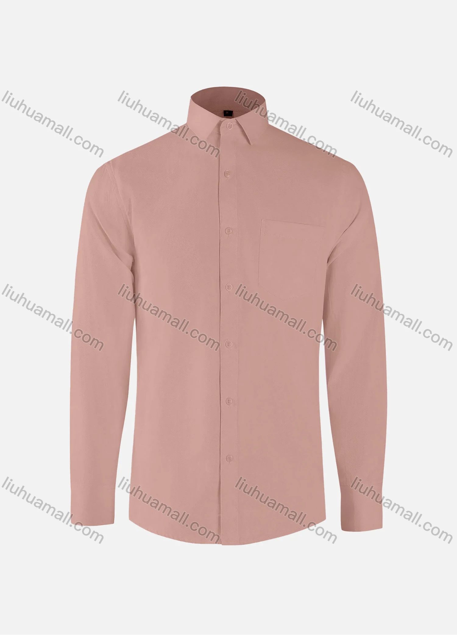 Wholesale Men's Formal Plain Collared Button Down Patch Pocket Long Sleeve Shirts - Liuhuamall