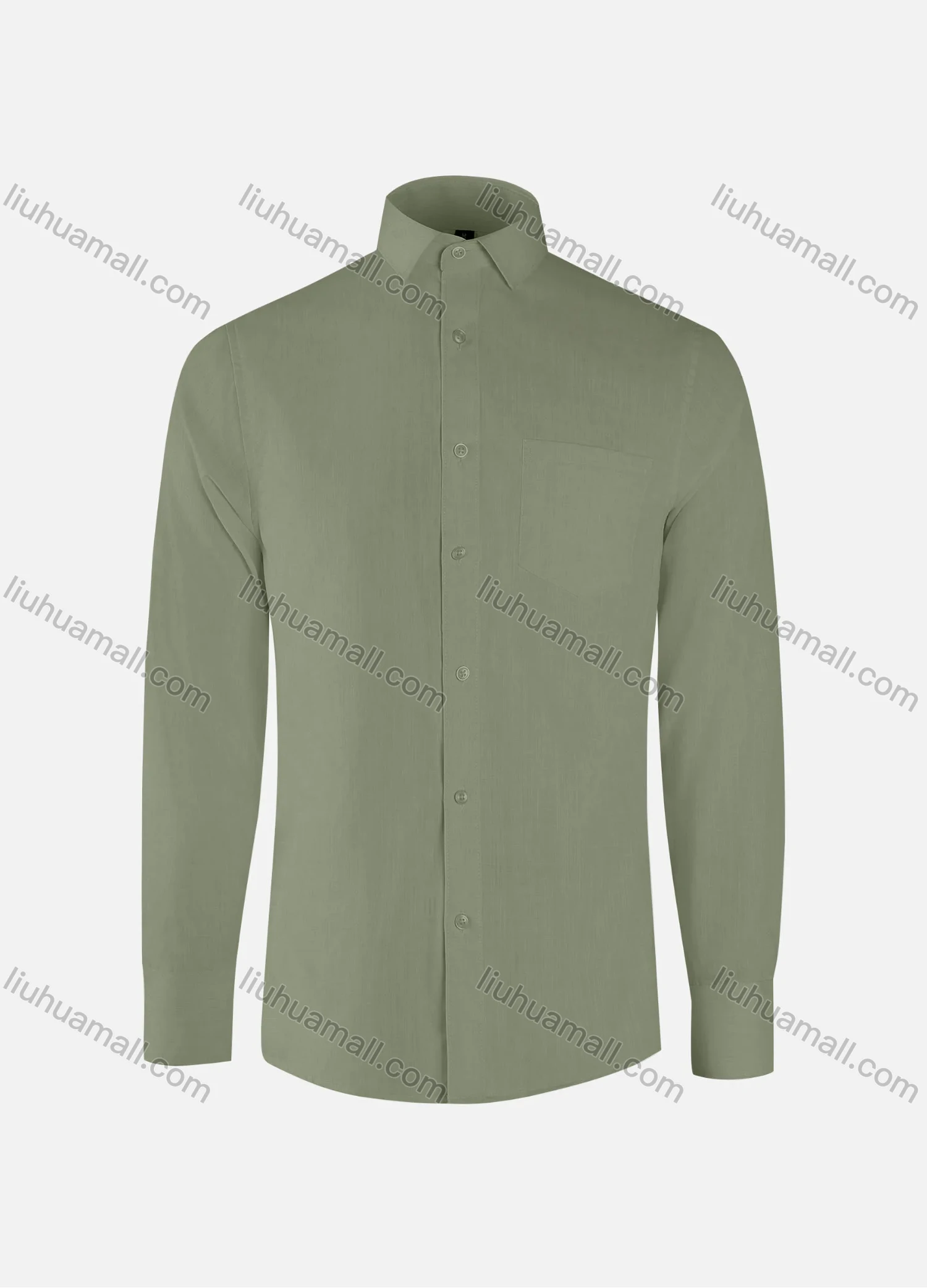 Wholesale Men's Formal Plain Collared Button Down Patch Pocket Long Sleeve Shirts - Liuhuamall