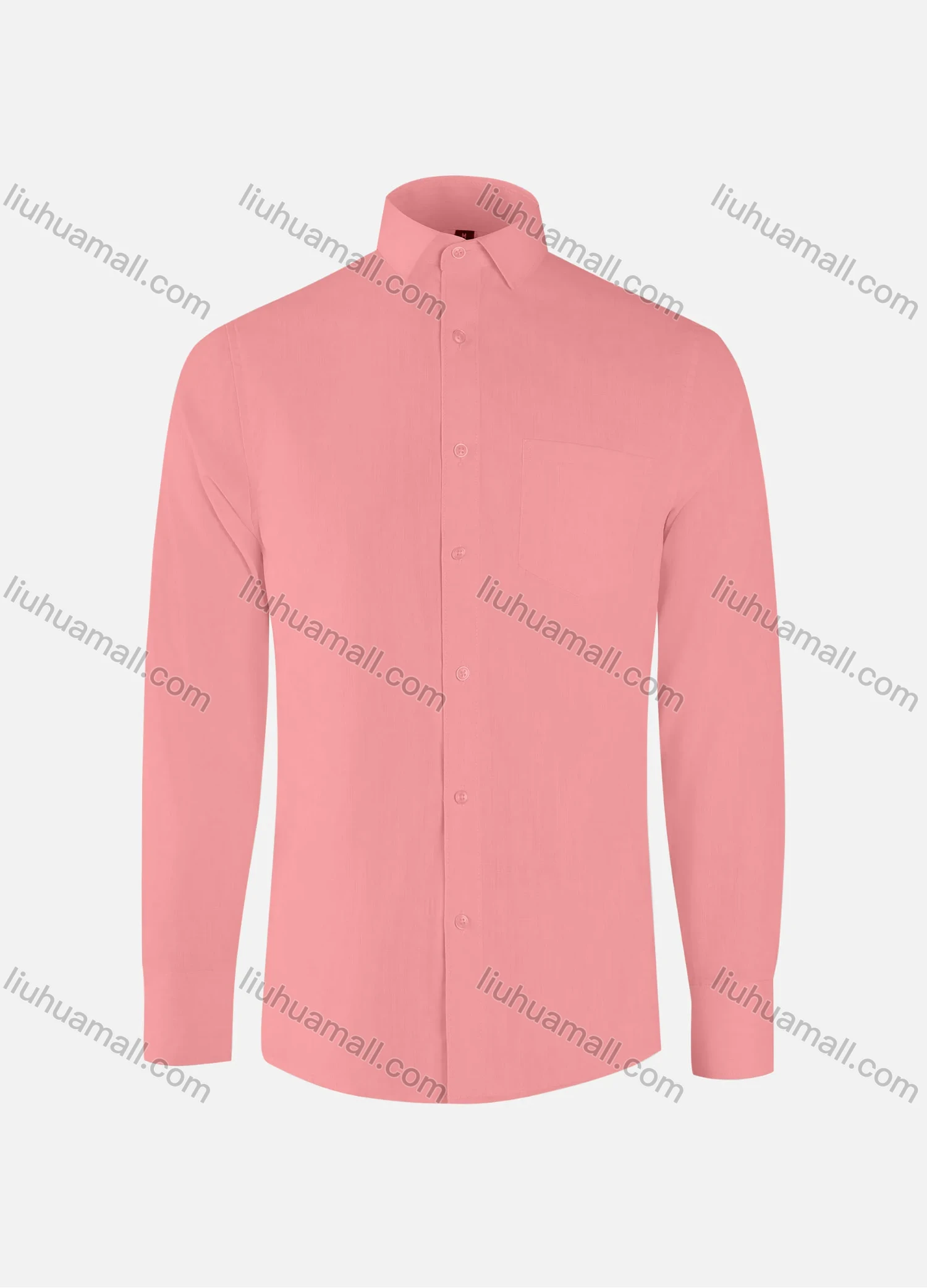 Wholesale Men's Formal Plain Collared Button Down Patch Pocket Long Sleeve Shirts - Liuhuamall
