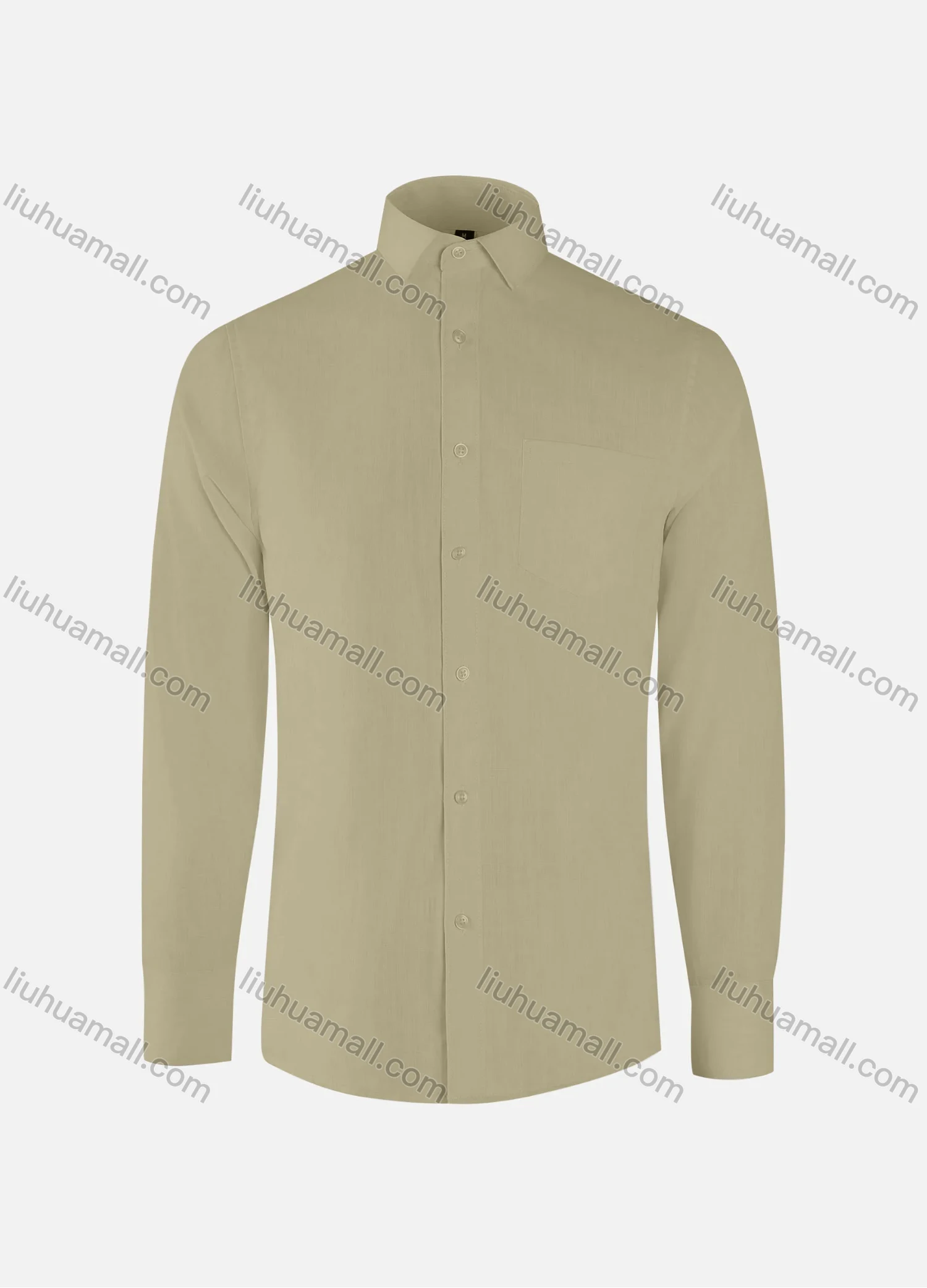 Wholesale Men's Formal Plain Collared Button Down Patch Pocket Long Sleeve Shirts - Liuhuamall