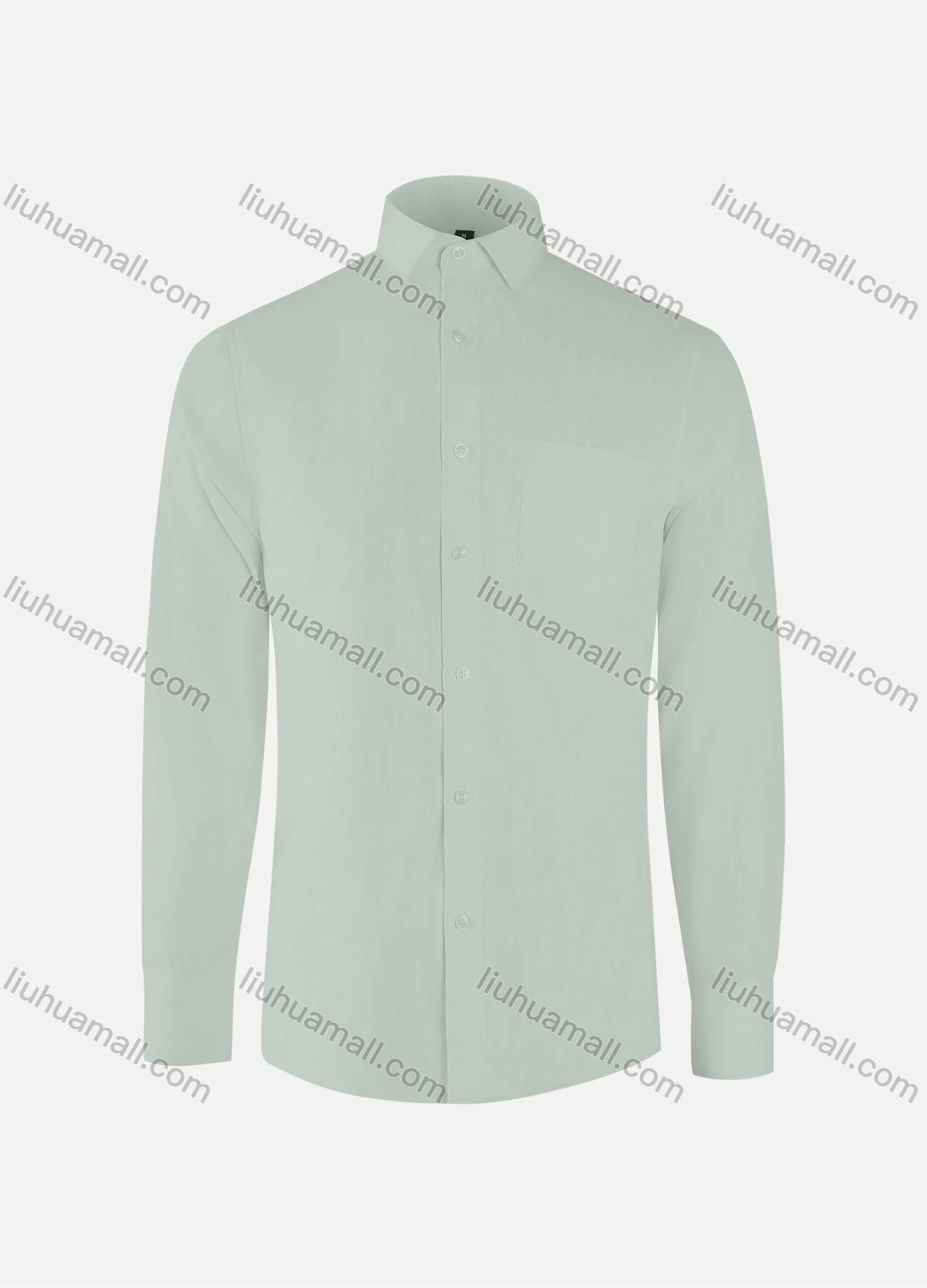 Wholesale Men's Formal Plain Collared Button Down Patch Pocket Long Sleeve Shirts - Liuhuamall