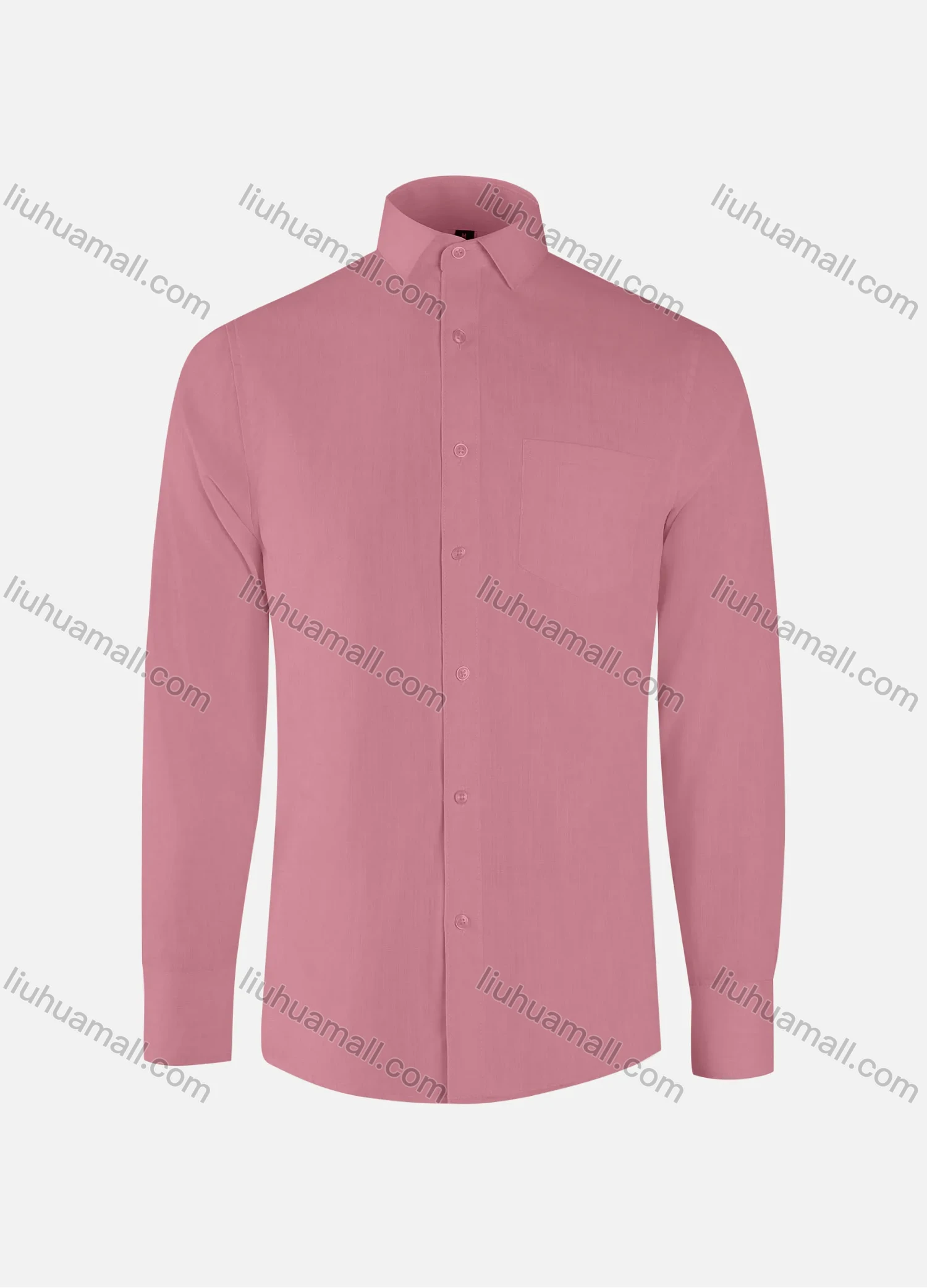 Wholesale Men's Formal Plain Collared Button Down Patch Pocket Long Sleeve Shirts - Liuhuamall