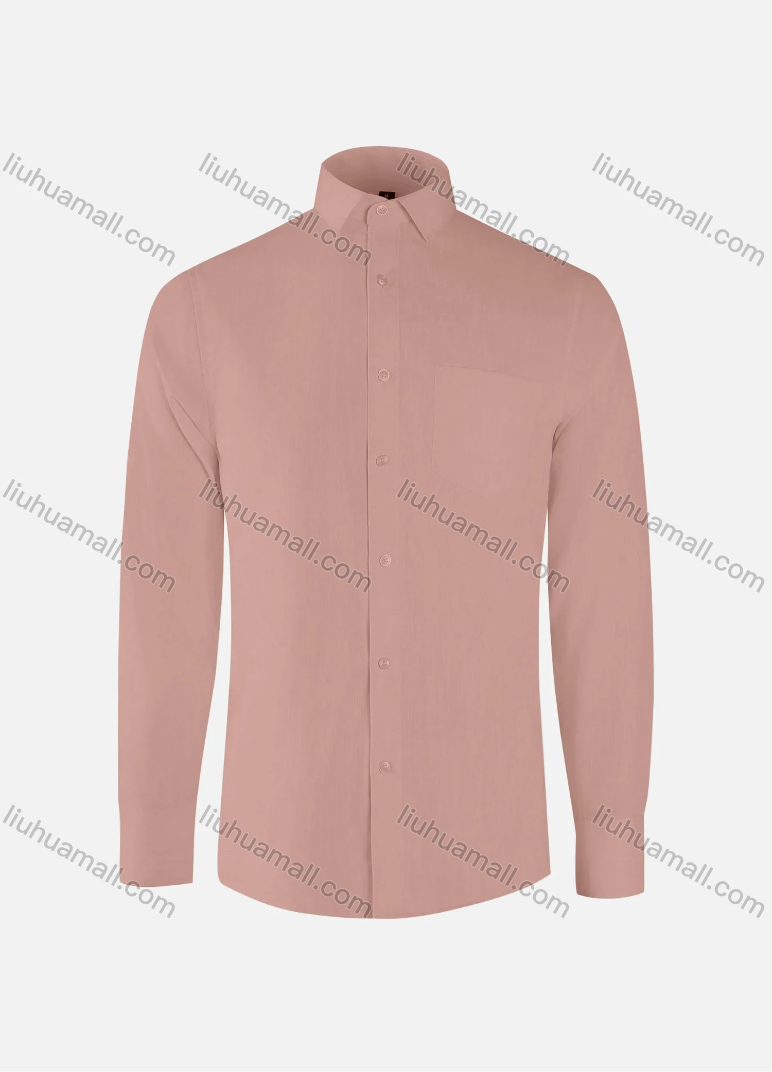 Wholesale Men's Formal Plain Collared Button Down Patch Pocket Long Sleeve Shirts - Liuhuamall