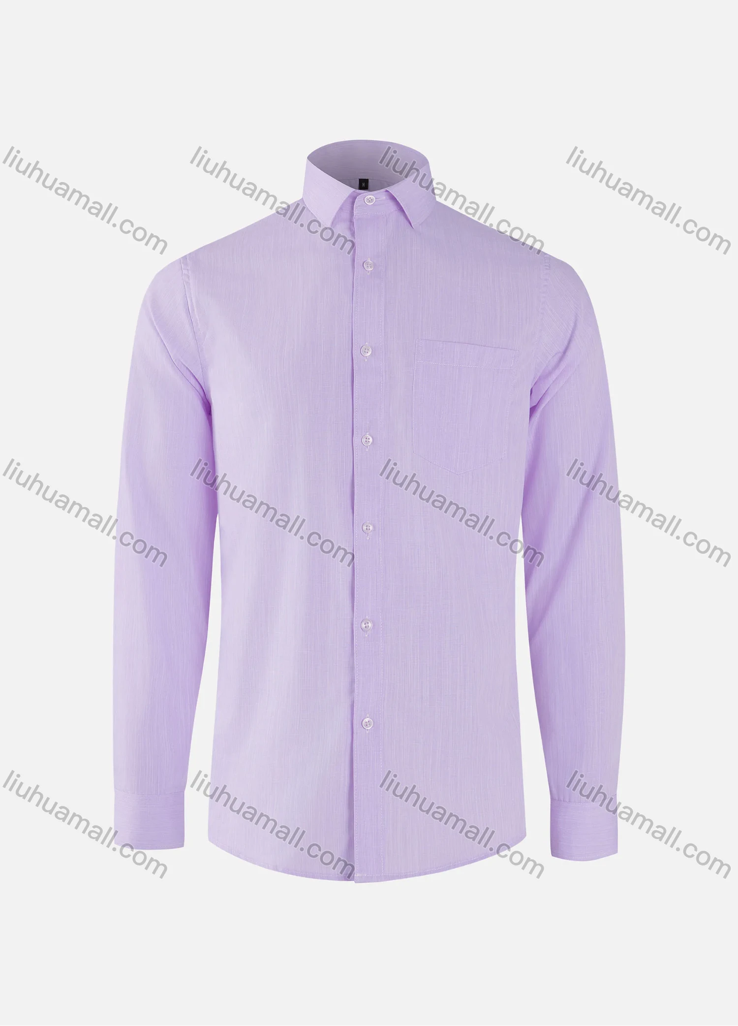 Wholesale Men's Business Plain Collared Button Down Patch Pocket Long Sleeve Shirts - Liuhuamall