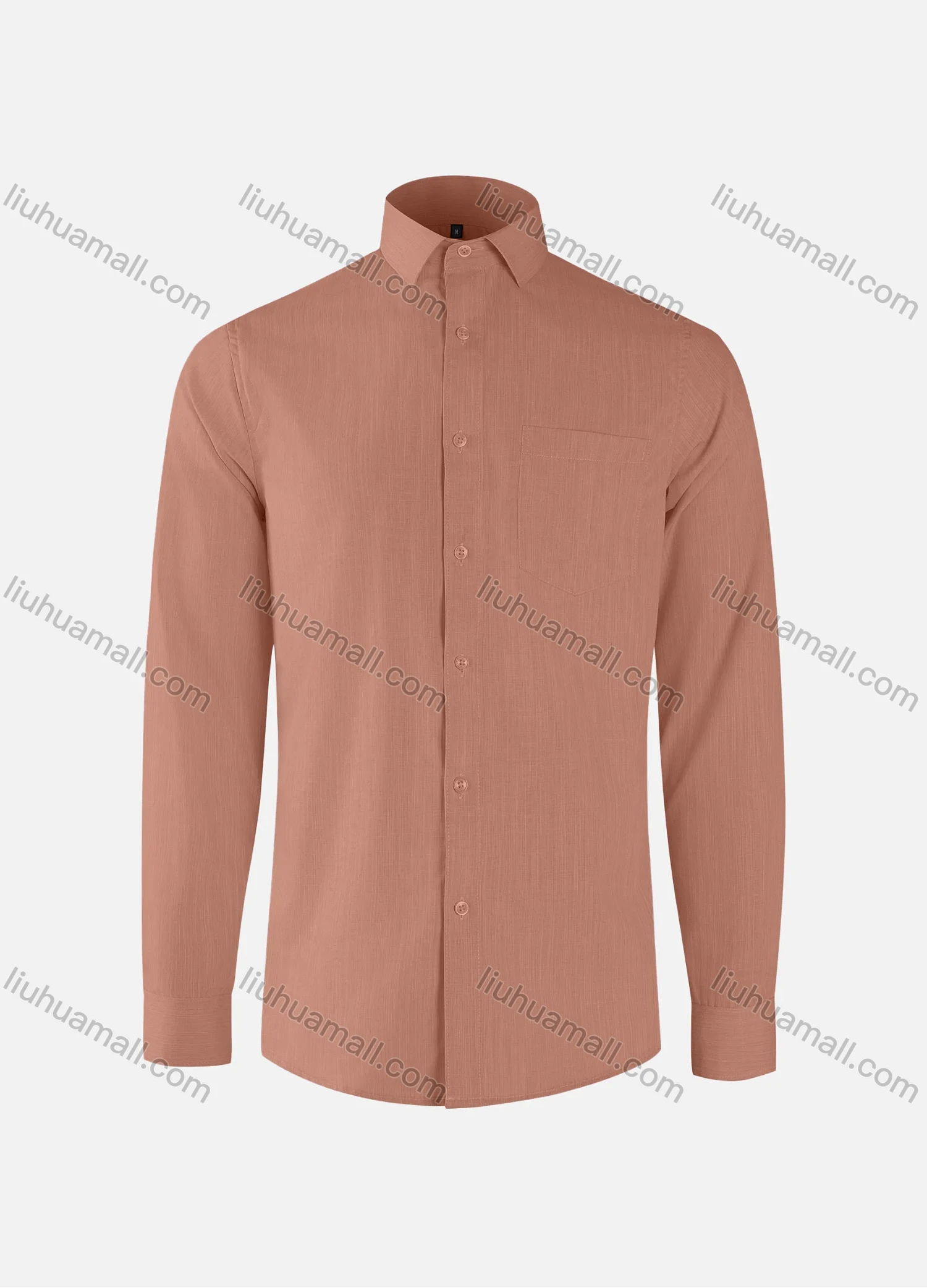 Wholesale Men's Business Plain Collared Button Down Patch Pocket Long Sleeve Shirts - Liuhuamall