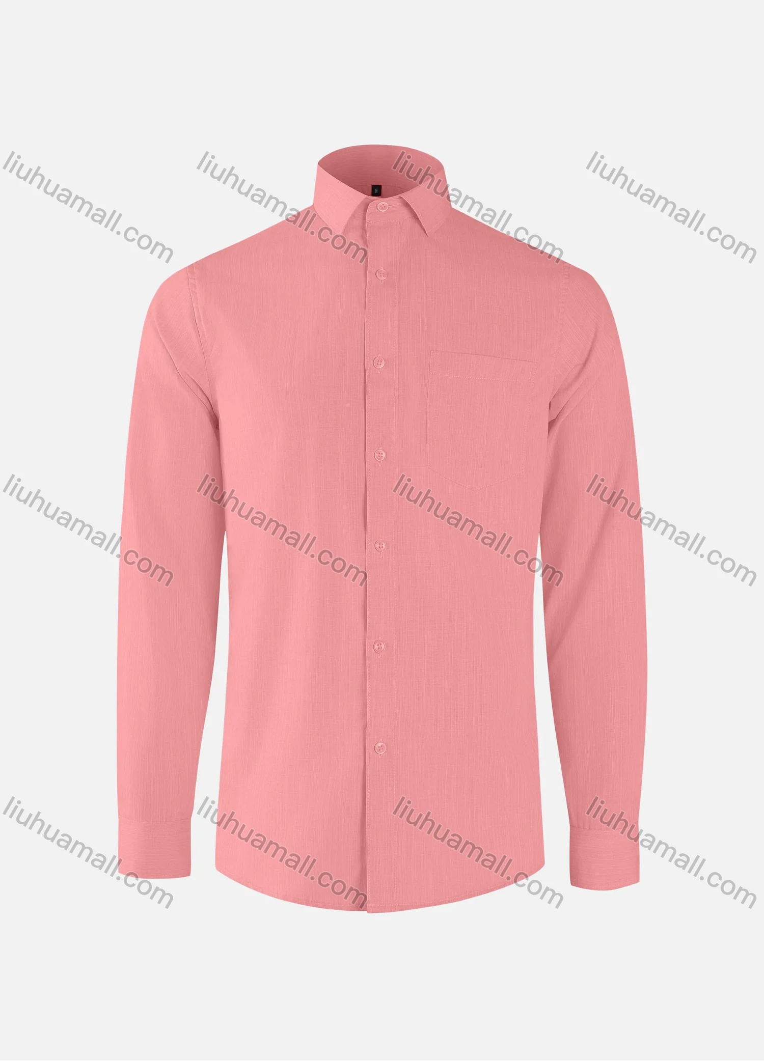 Wholesale Men's Business Plain Collared Button Down Patch Pocket Long Sleeve Shirts - Liuhuamall