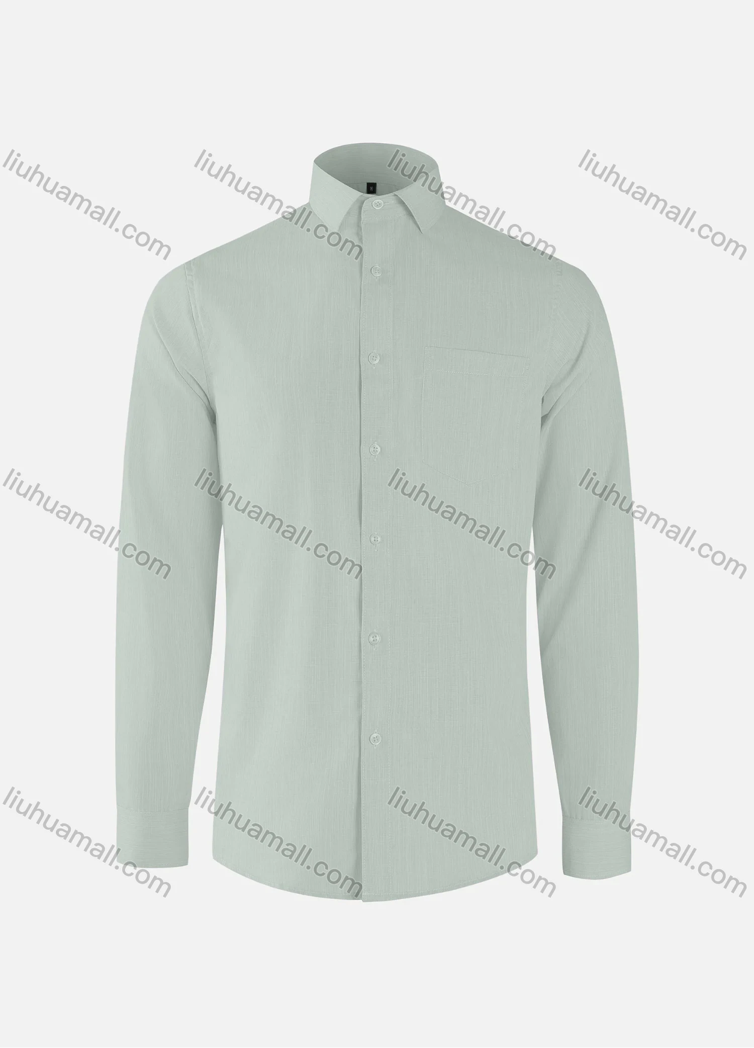 Wholesale Men's Business Plain Collared Button Down Patch Pocket Long Sleeve Shirts - Liuhuamall