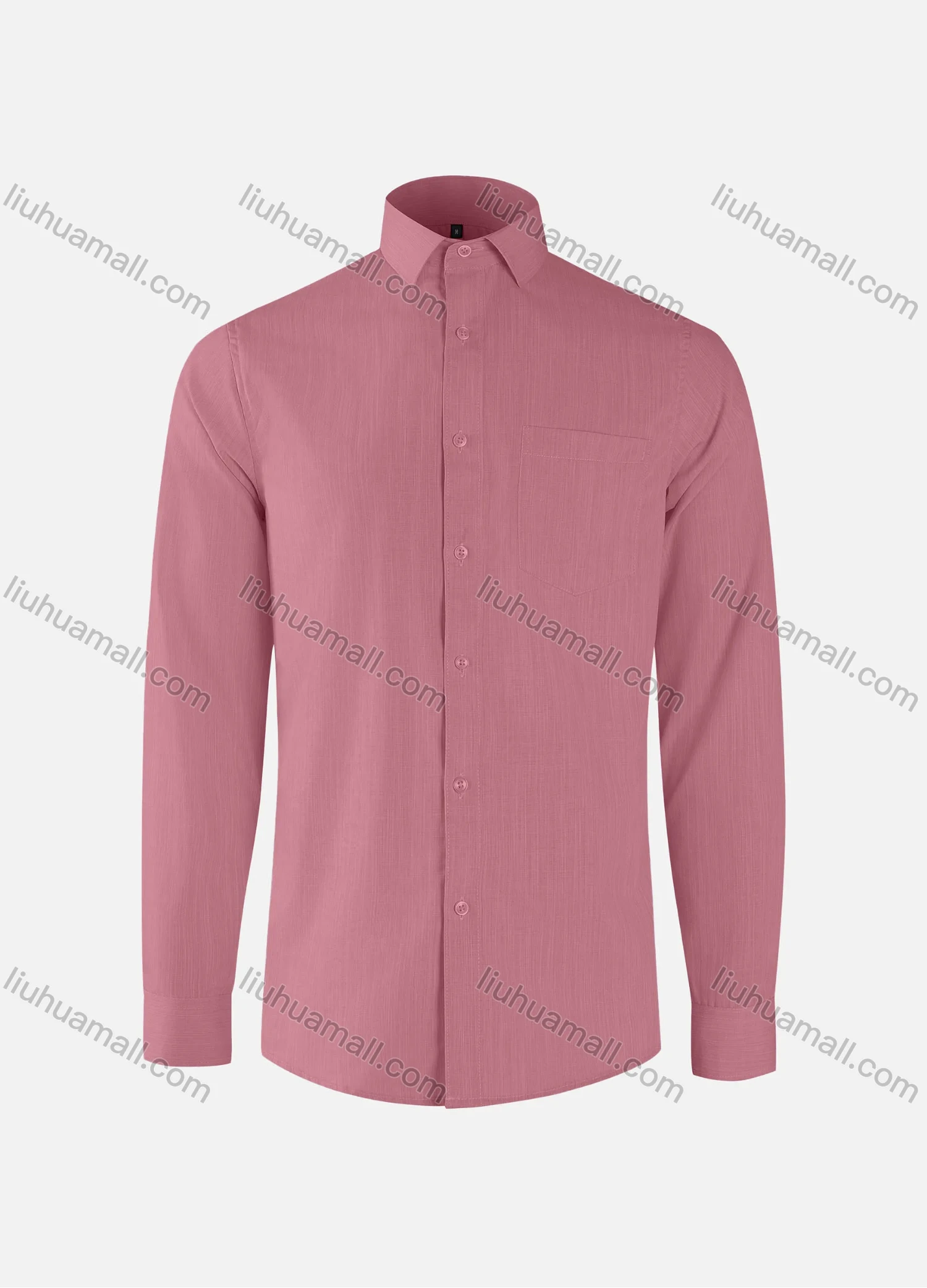 Wholesale Men's Business Plain Collared Button Down Patch Pocket Long Sleeve Shirts - Liuhuamall