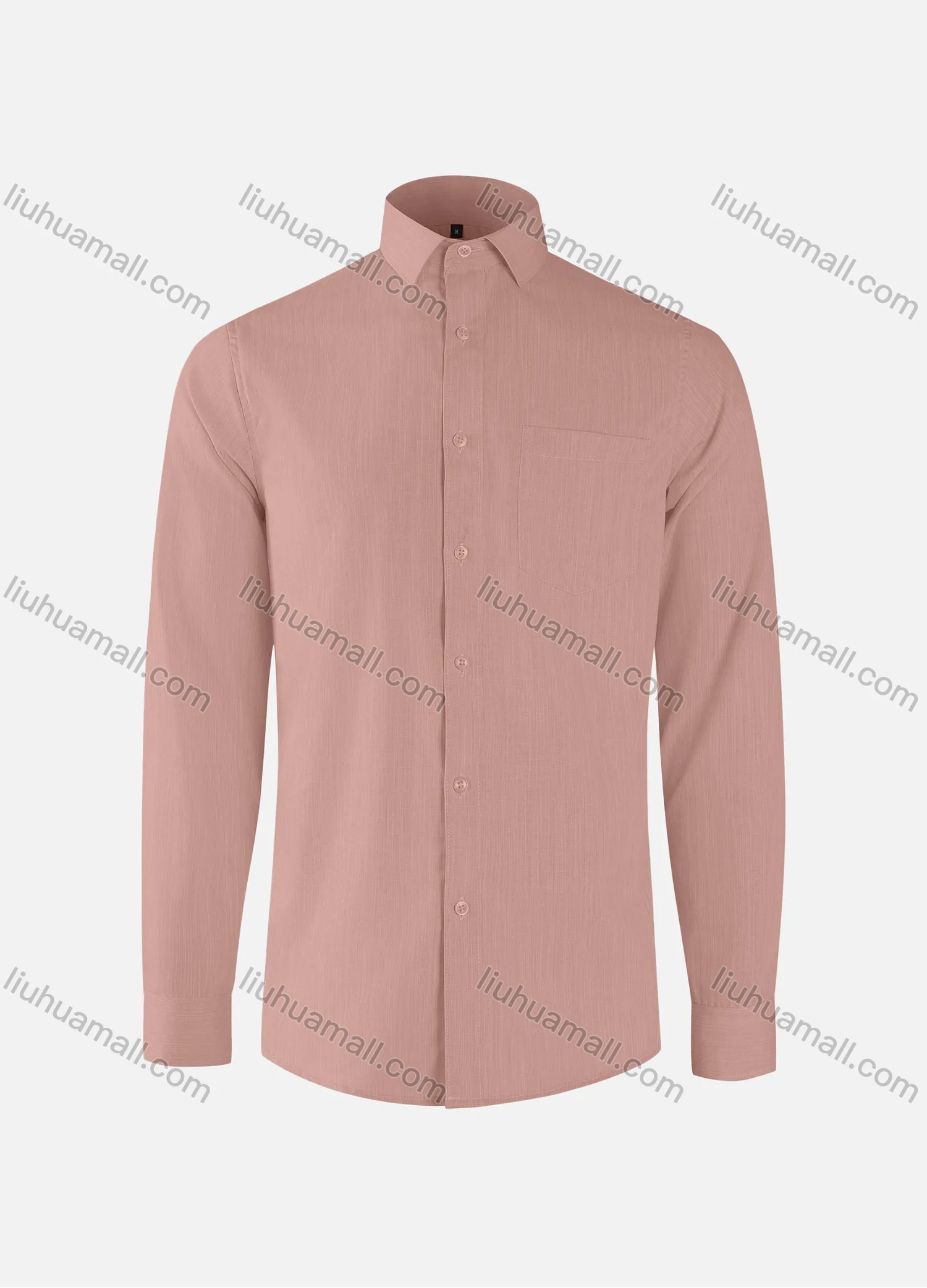 Wholesale Men's Business Plain Collared Button Down Patch Pocket Long Sleeve Shirts - Liuhuamall