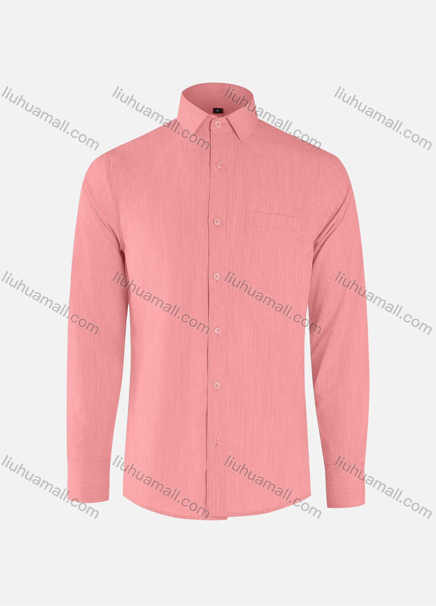 Wholesale Men's Business Plain Collared Button Down Patch Pocket Long Sleeve Shirts - Liuhuamall